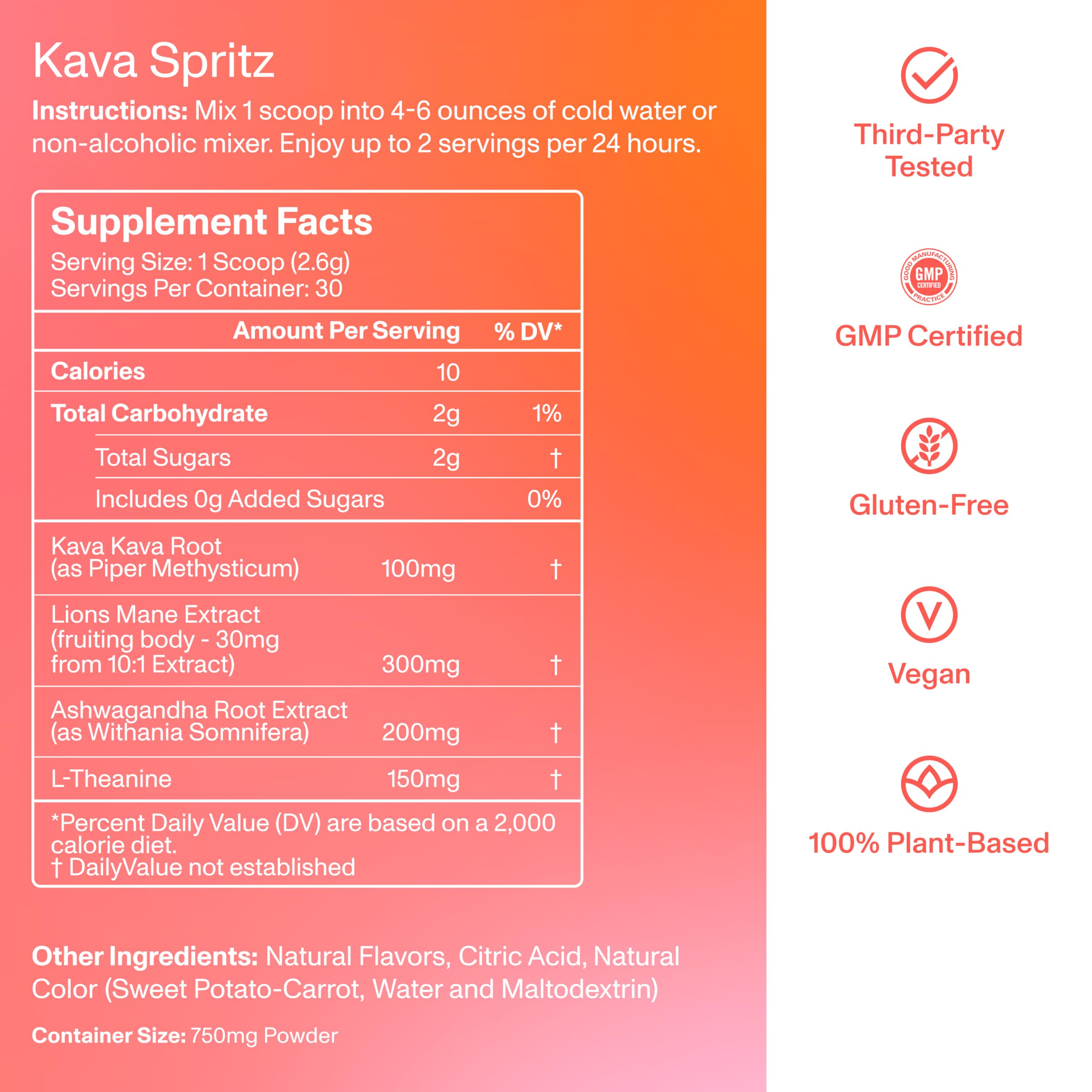 FOCL Kava Spritz Drink Mix 109g served with a garnish