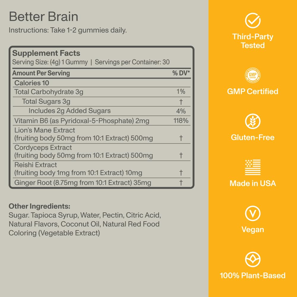 FOCL Mushroom Gummies nutritional information