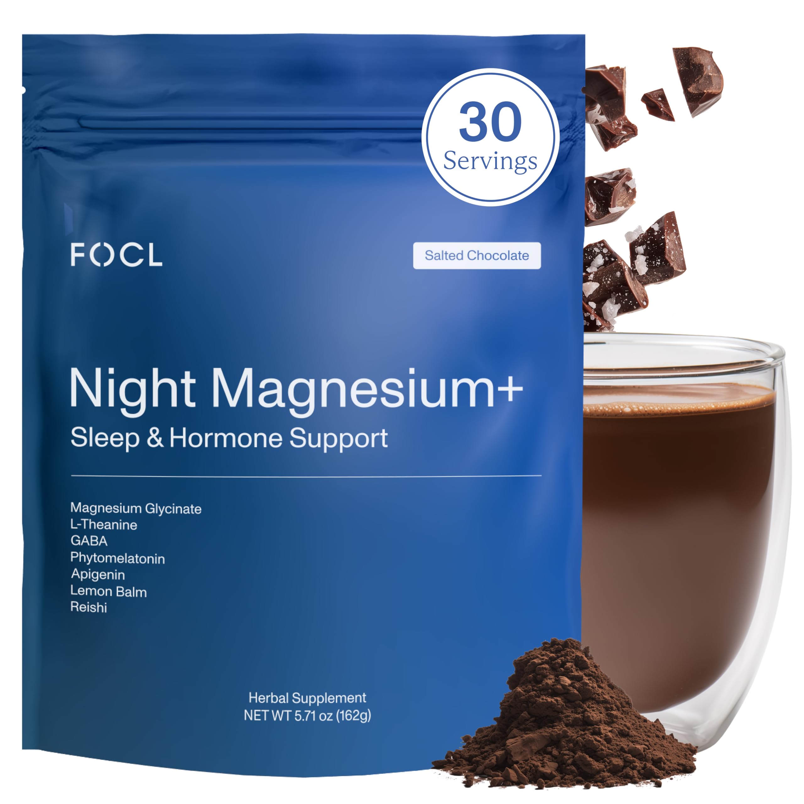 FOCL Night Magnesium Sleep Drink Mix Salted Chocolate front view