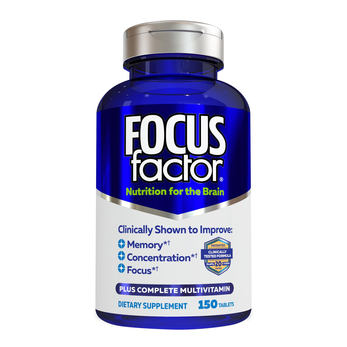 Focus Factor Brain Health Supplement front view showing packaging