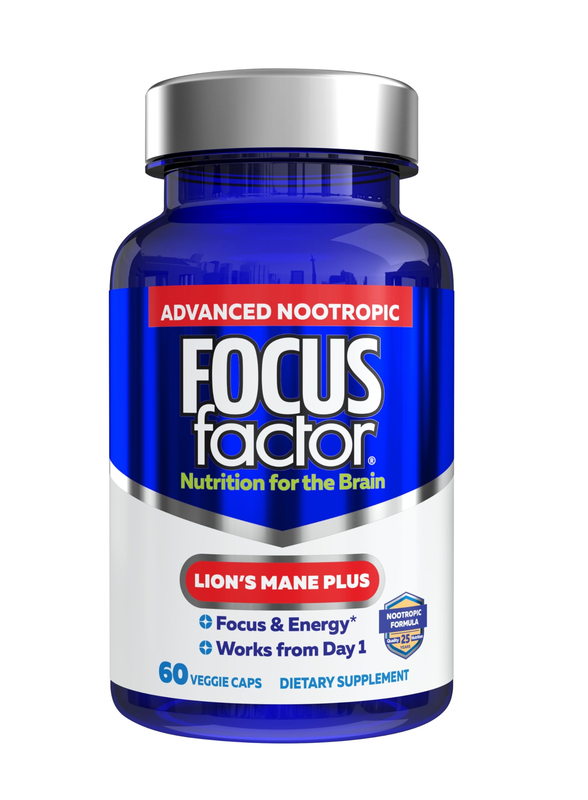 Focus Factor Lion’s Mane Plus 60 capsules front view