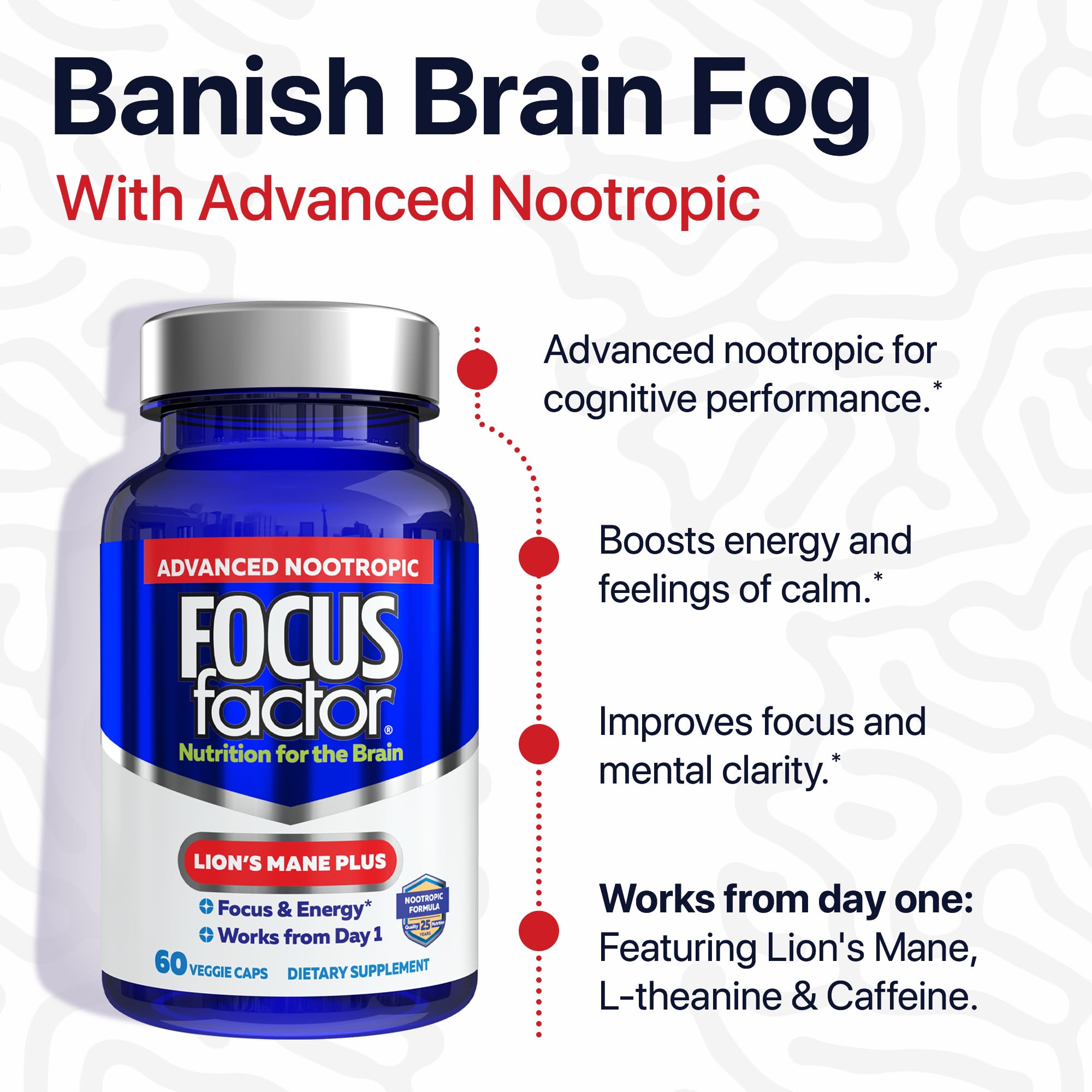 Focus Factor Lion’s Mane Plus bottle with label