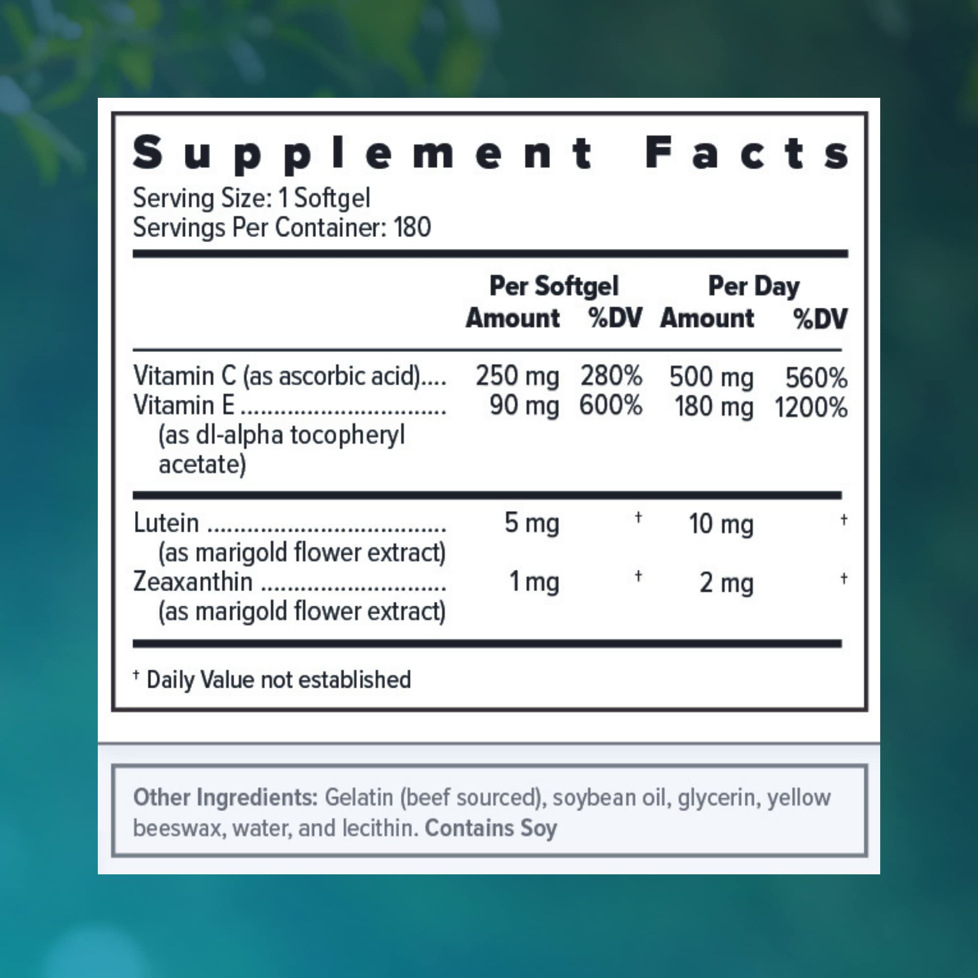 Focus Vision Supplements Zinc Free AREDS 2 Eye Vitamins packaging side view