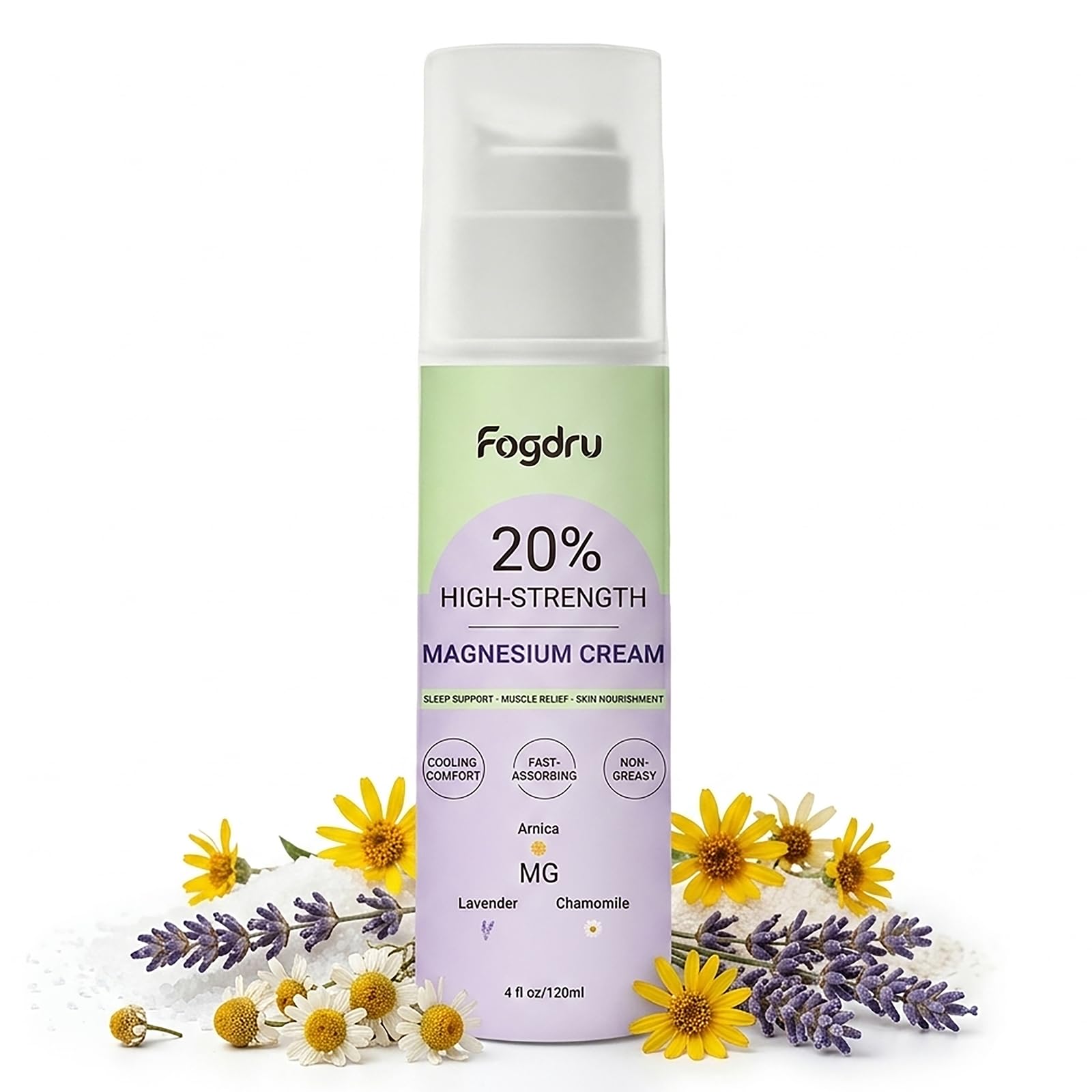 Fogdru Magnesium Cream 120ml front view with packaging
