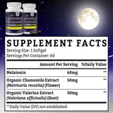 Fogoro Melatonin 60mg softgel capsules side view showing packaging