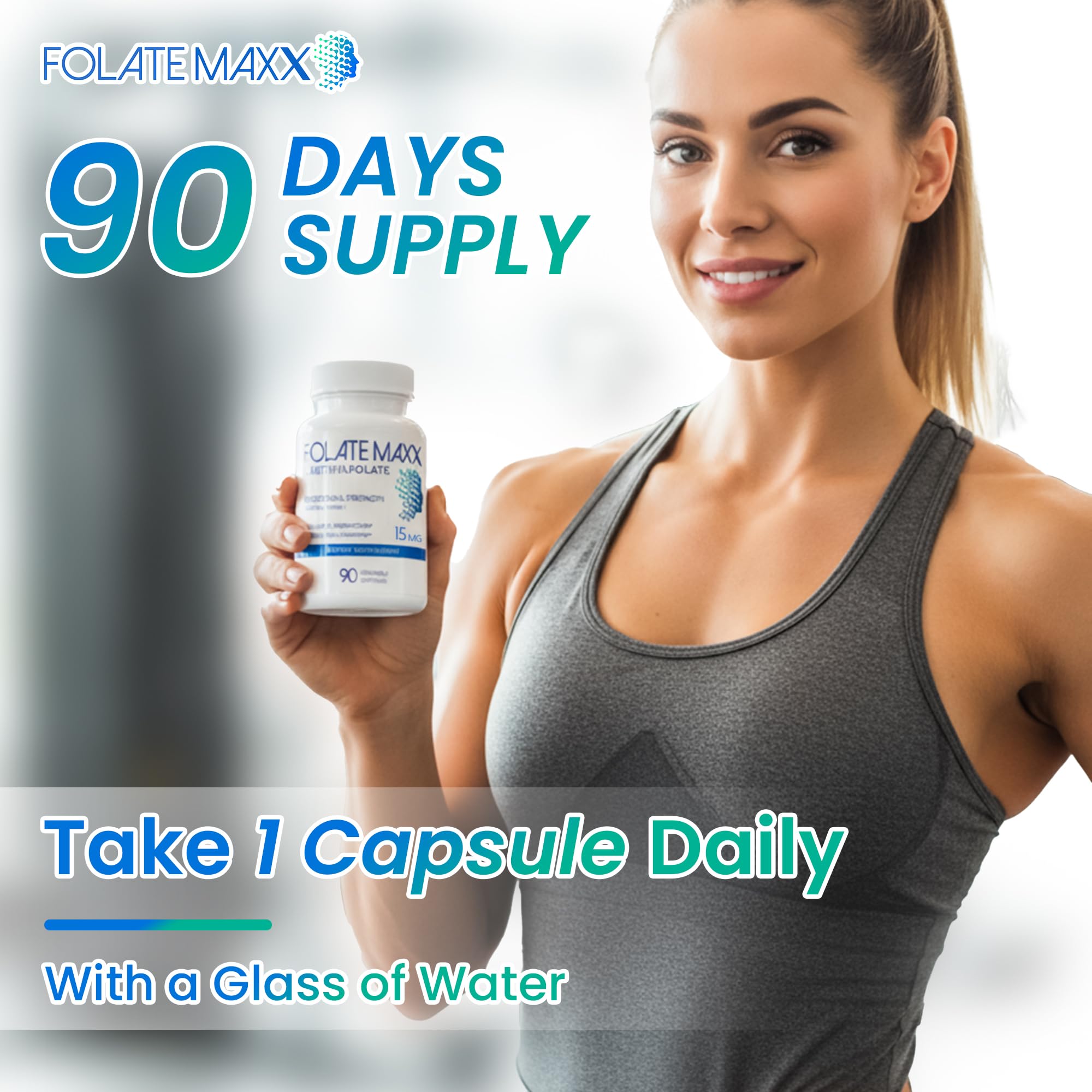 FOLATE MAXX L-Methylfolate bottle with label details