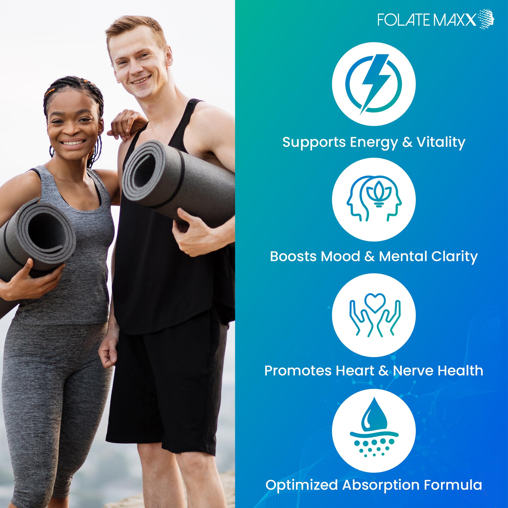FOLATE MAXX L-Methylfolate capsules on a wooden surface