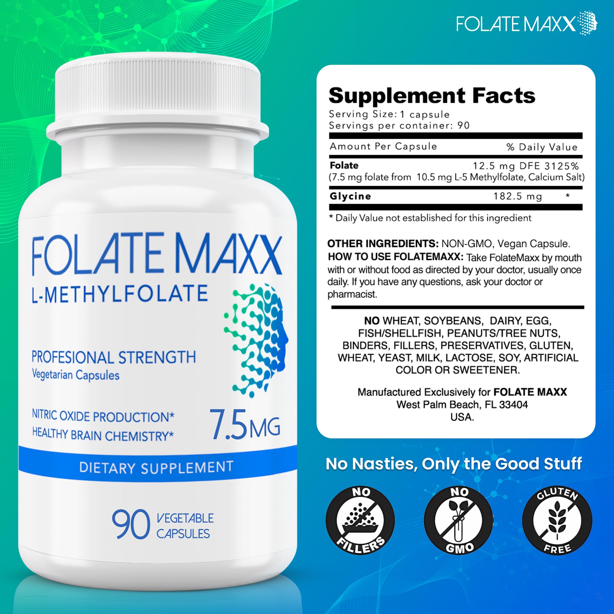 FOLATE MAXX L-Methylfolate capsules with measuring spoon