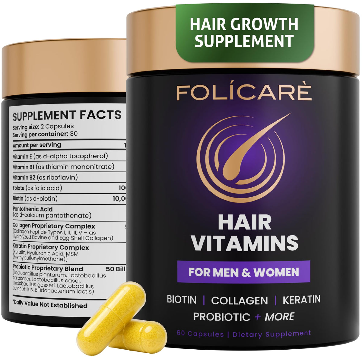 FOLICARE Biotin Supplement bottle front view