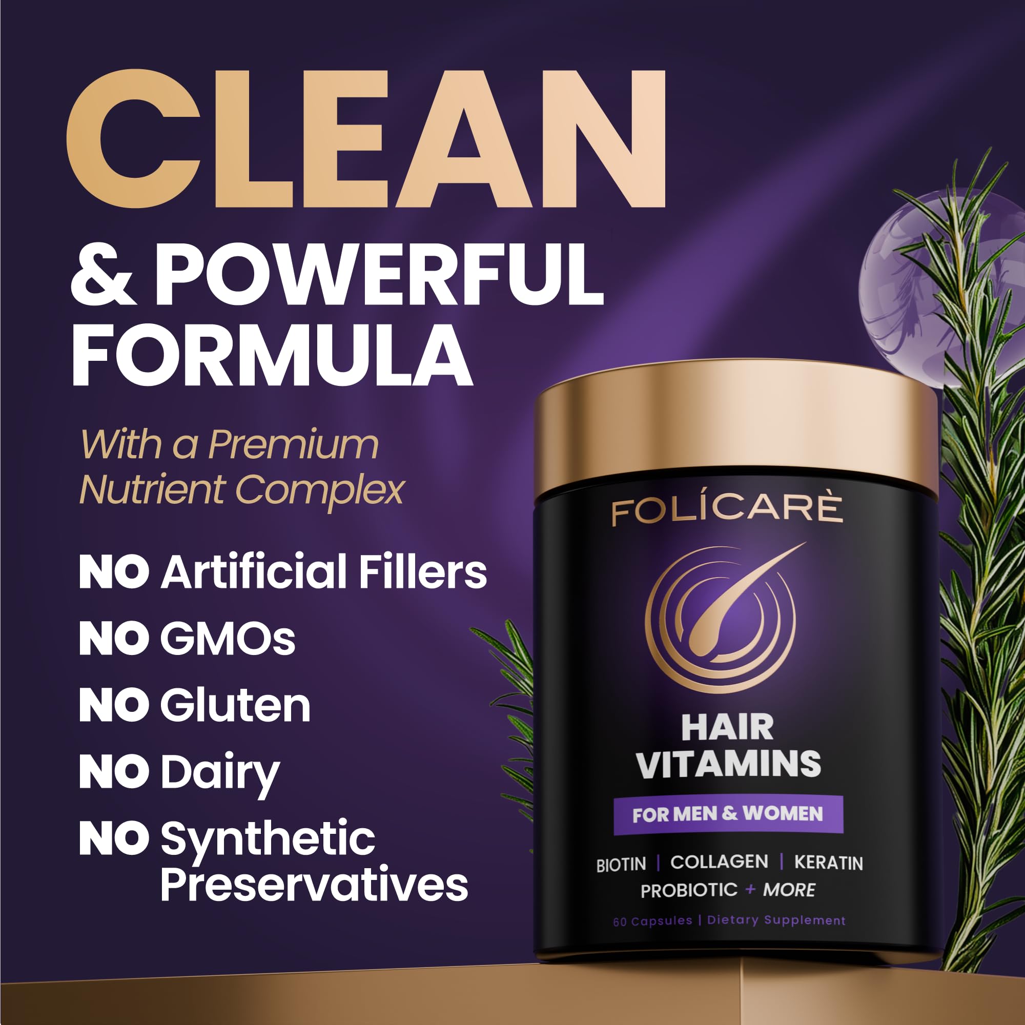 FOLICARE Biotin Supplement on kitchen counter
