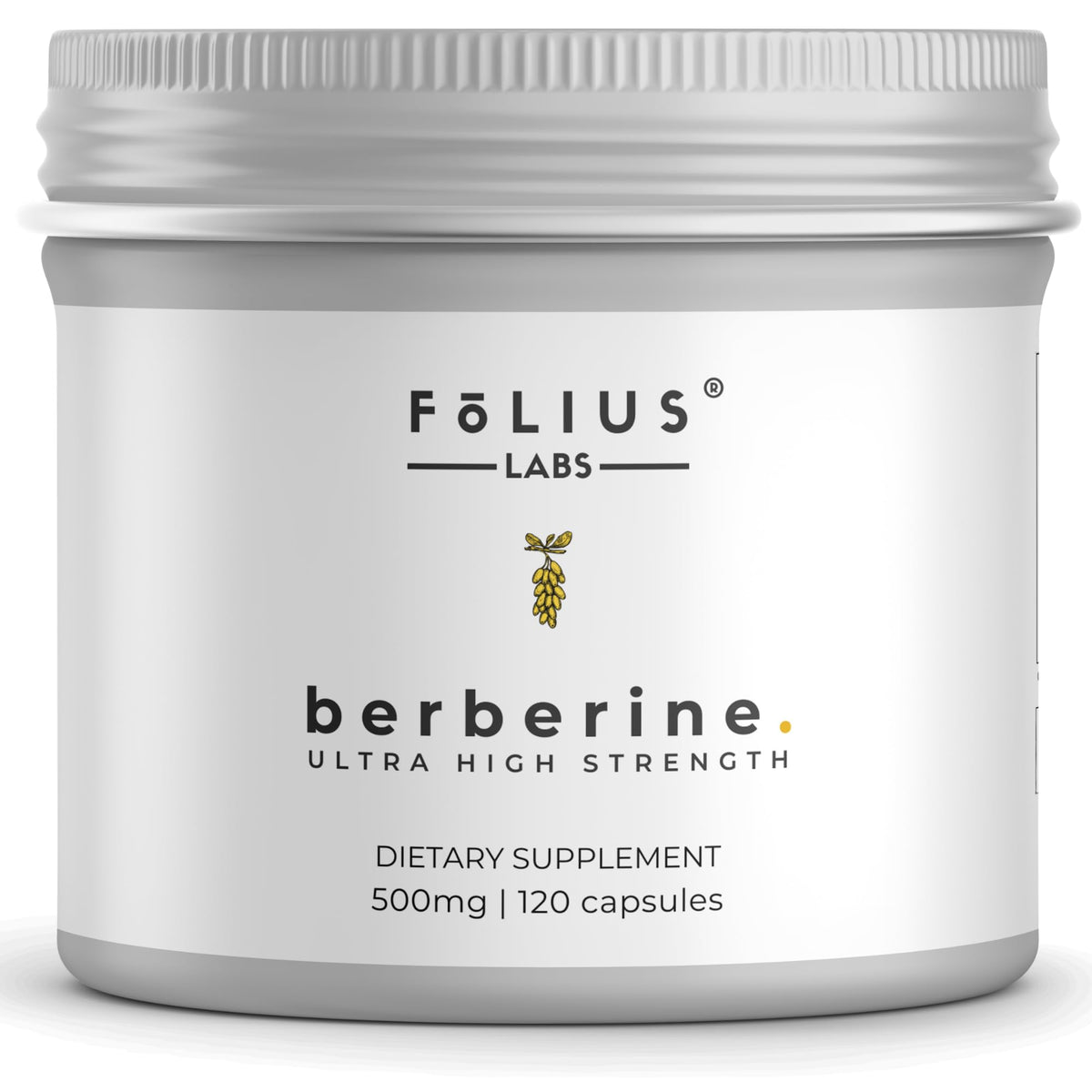 FOLIUS LABS Berberine HCL 500mg supplement front view