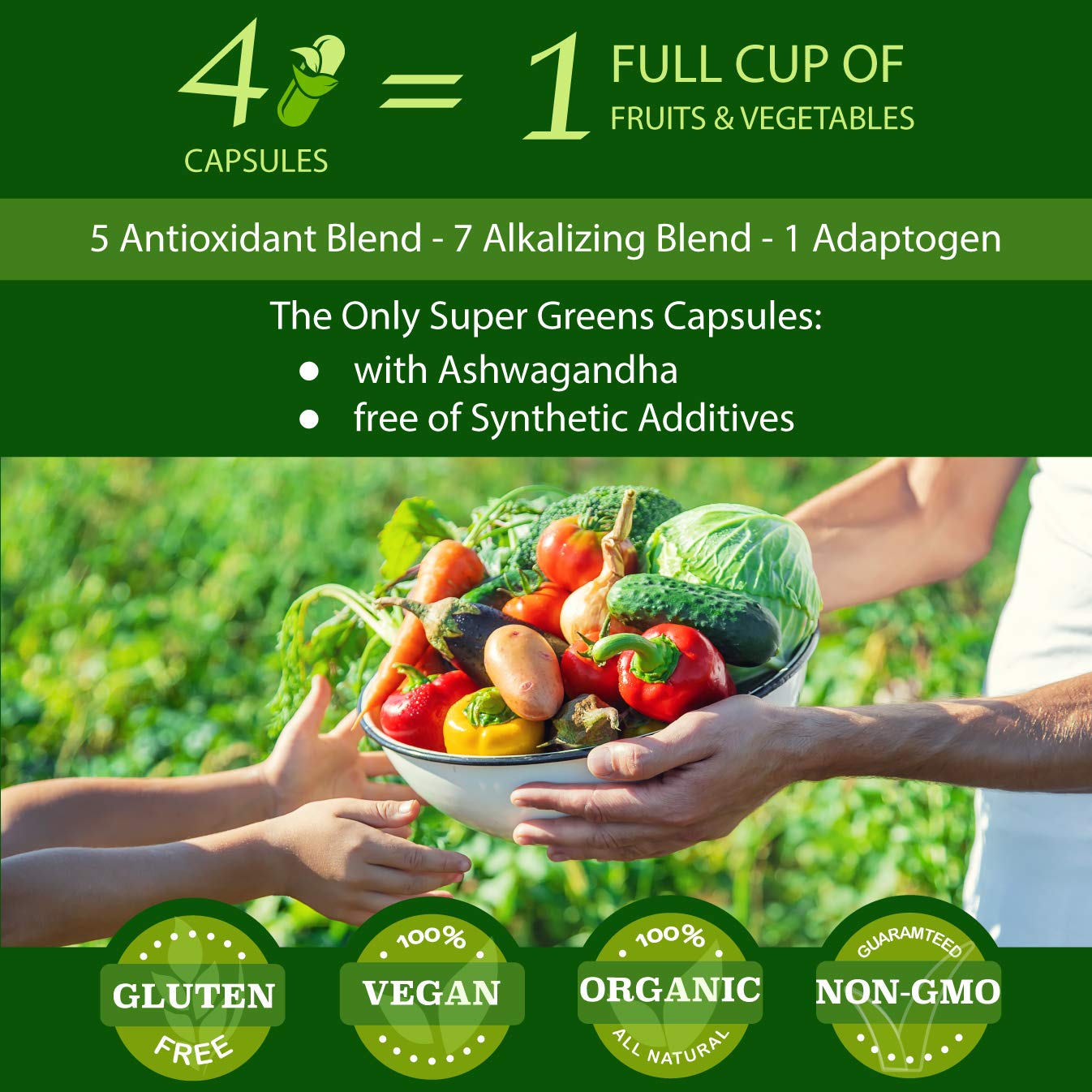 FOLONA Chlorella Superfood Greens capsules close-up