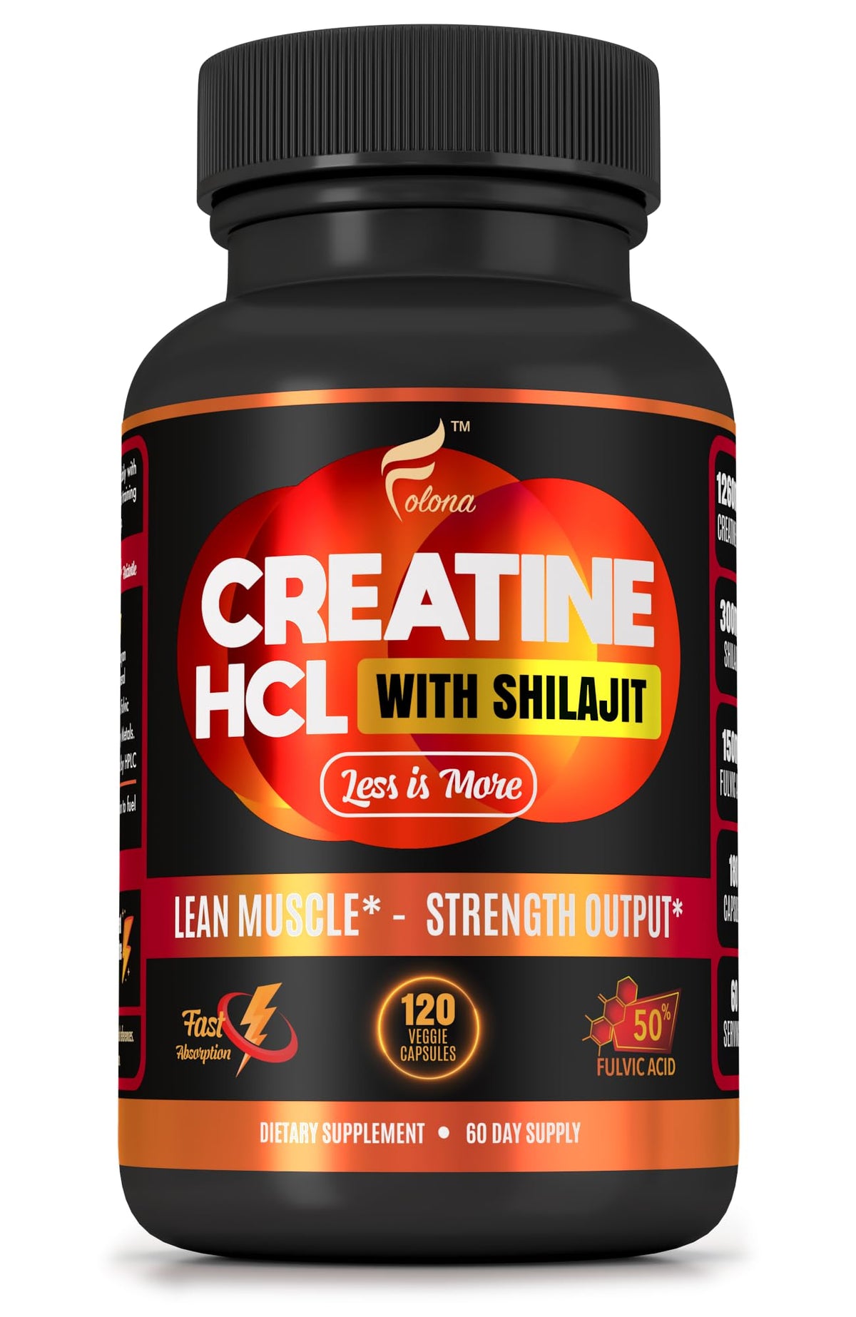 FOLONA Creatine HCl with Shilajit 90 Capsules front view