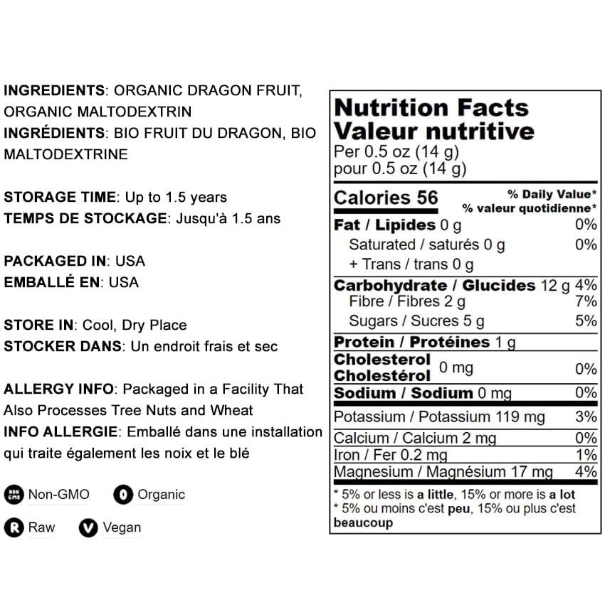 Food to Live Organic Dragon Fruit Powder 340g mixed in smoothie
