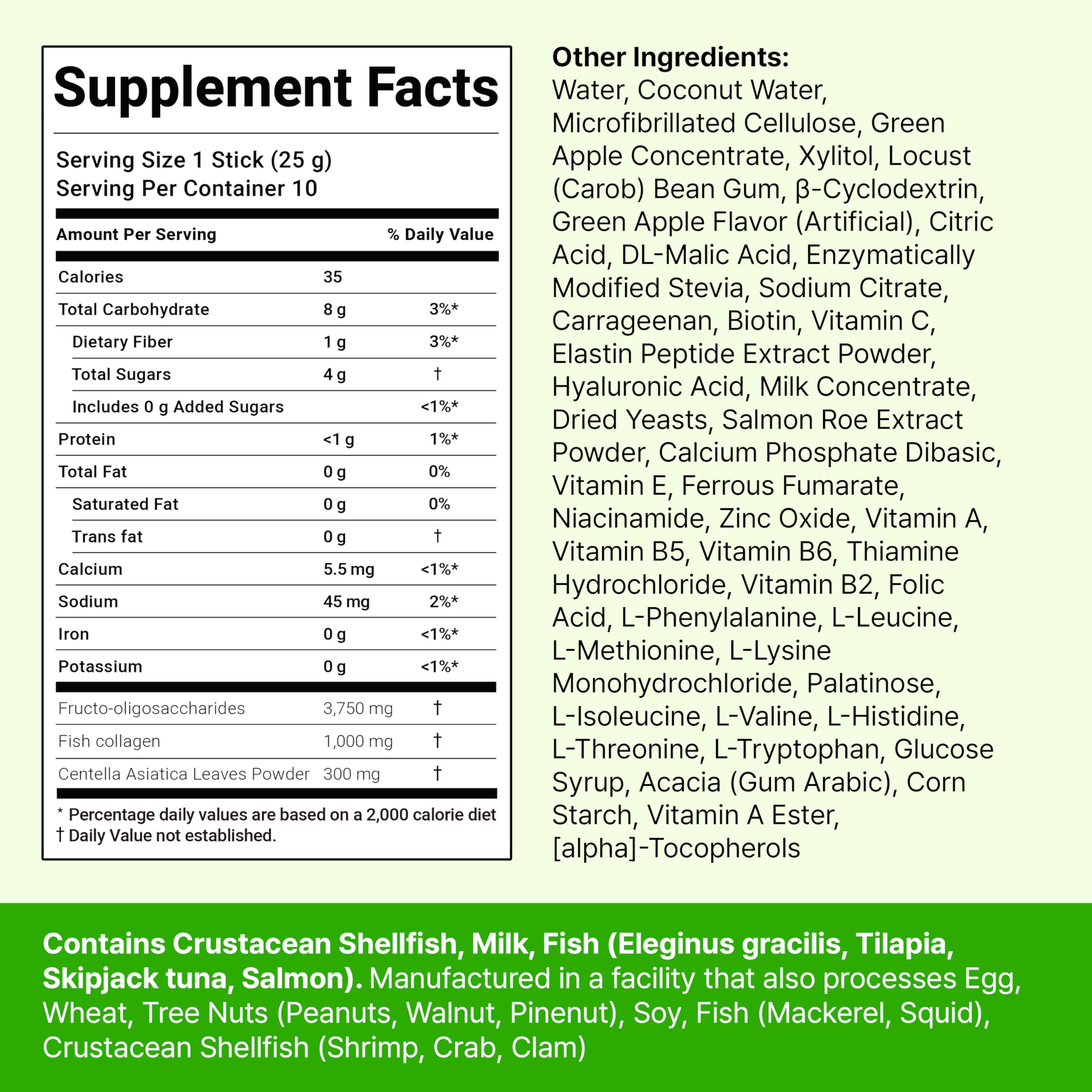 FOODOLOGY Collagen Peptides Green Apple Jelly nutritional information