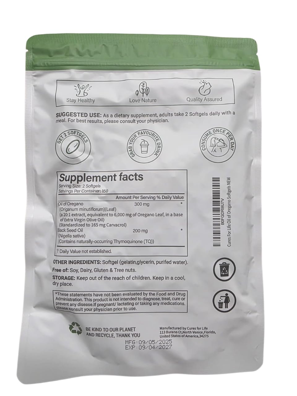 For Life Oregano Oil Softgels close-up of softgel
