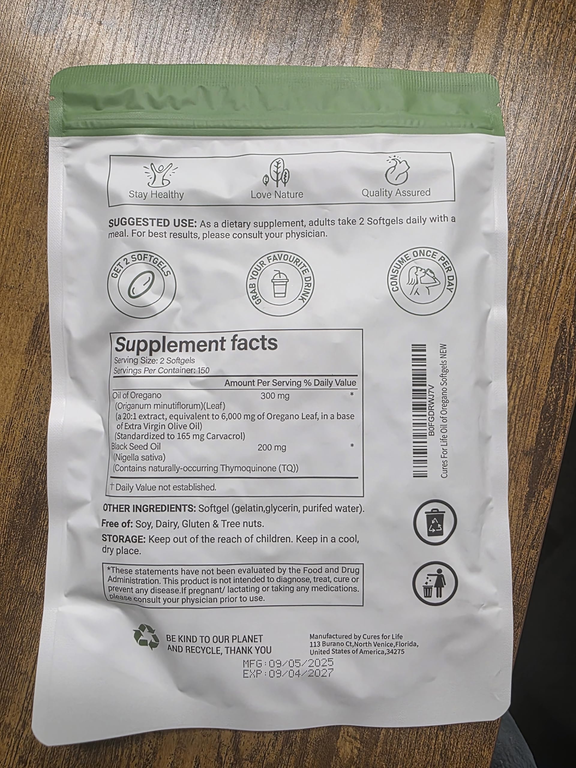 For Life Oregano Oil Softgels packaging details
