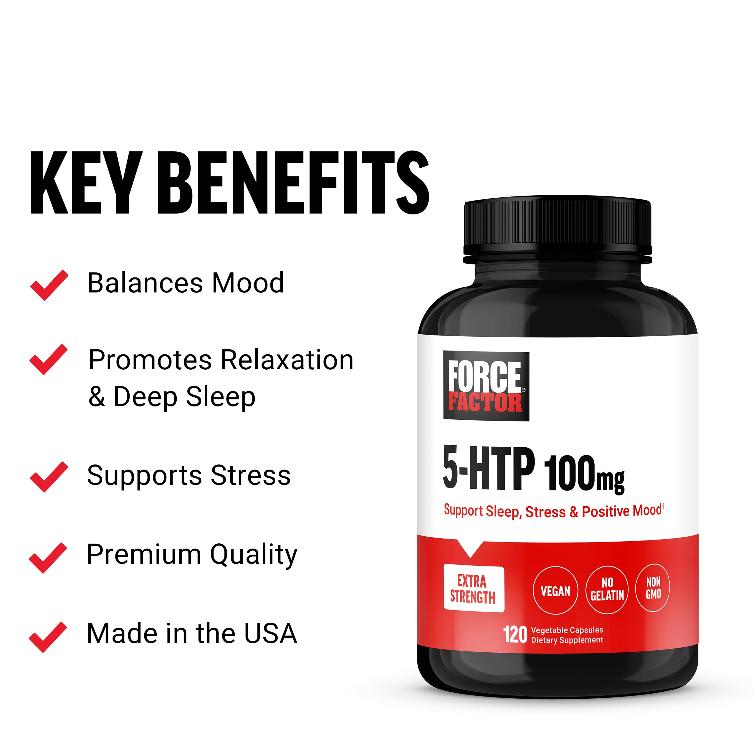 Force Factor 5-HTP bottle with label