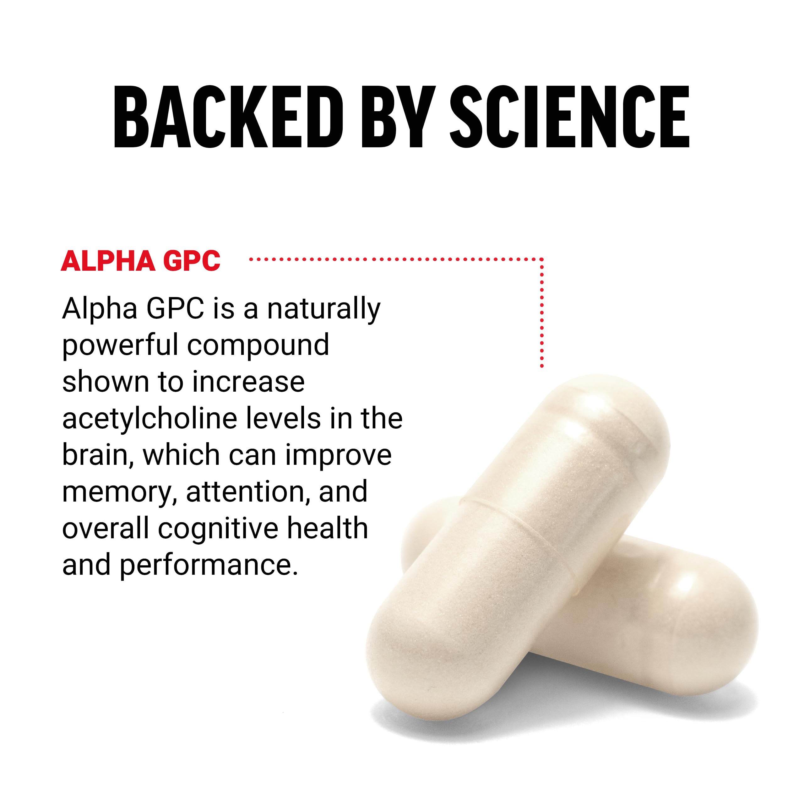 Force Factor Alpha GPC 300mg supplement bottle side view