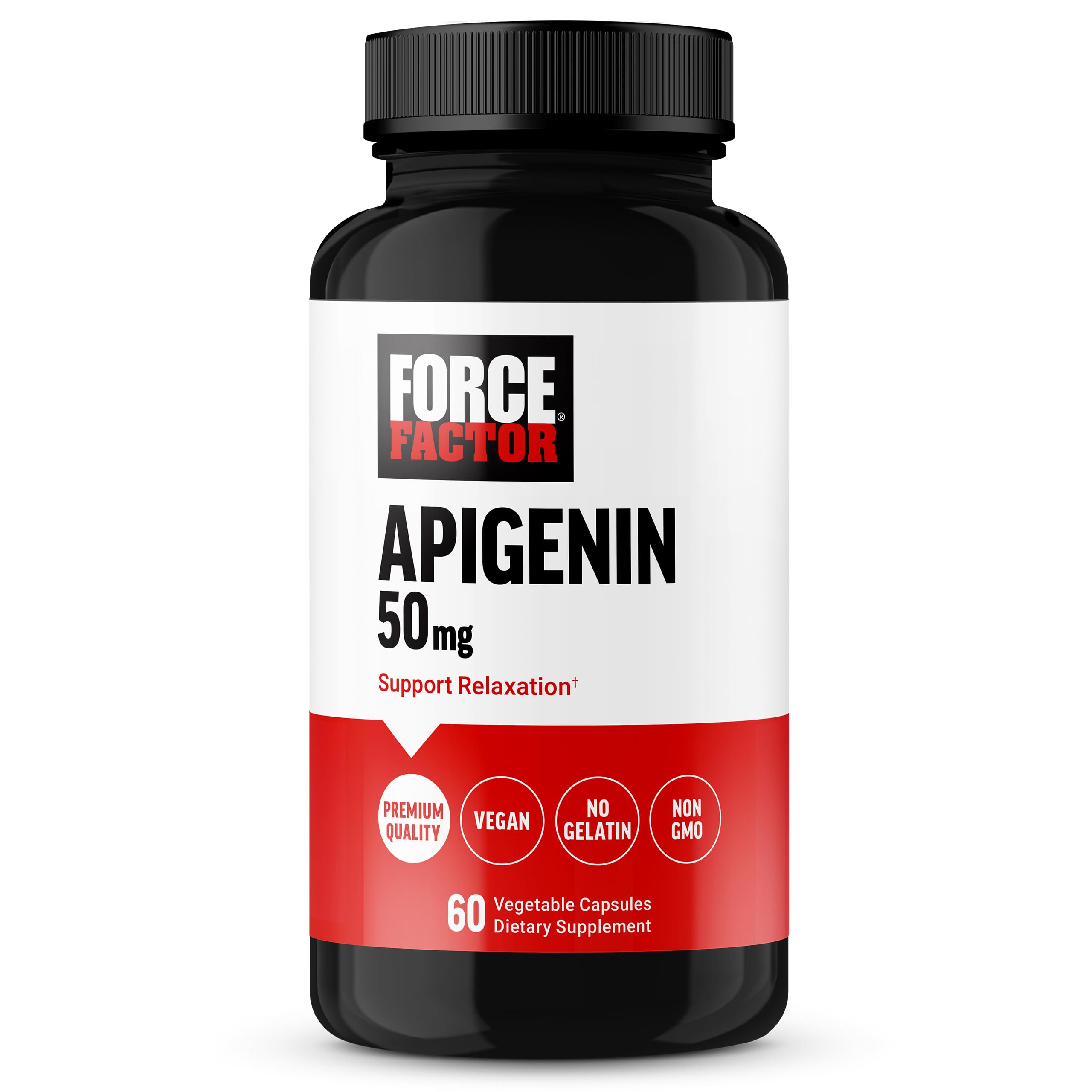 Force Factor Apigenin 50mg supplement capsules front view