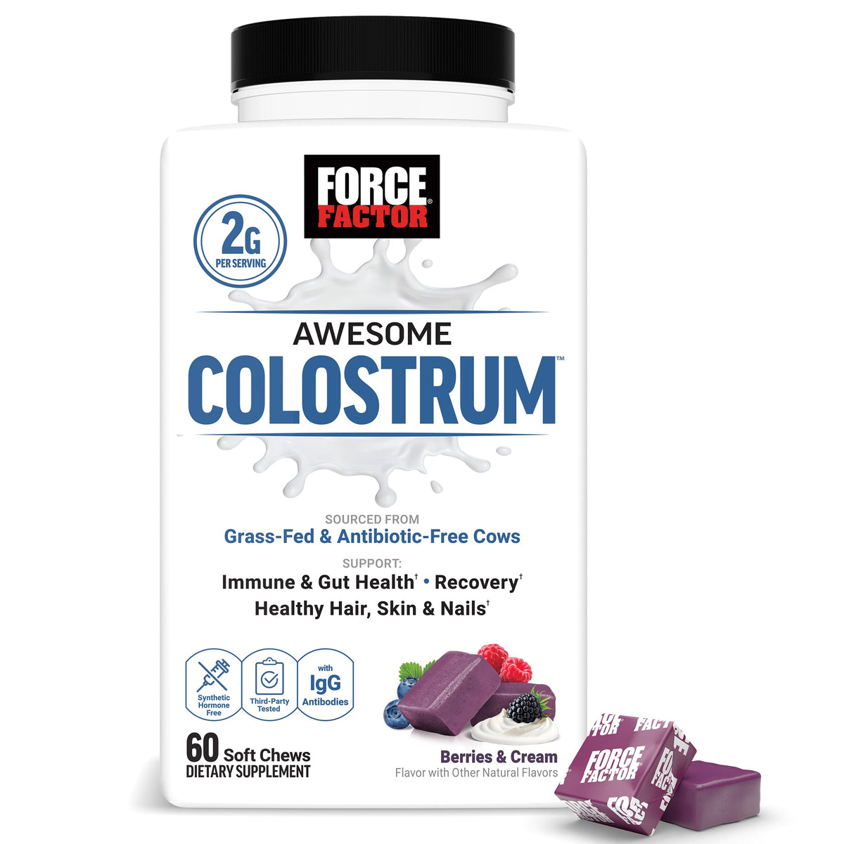 Force Factor Awesome Colostrum Soft Chews front view packaging