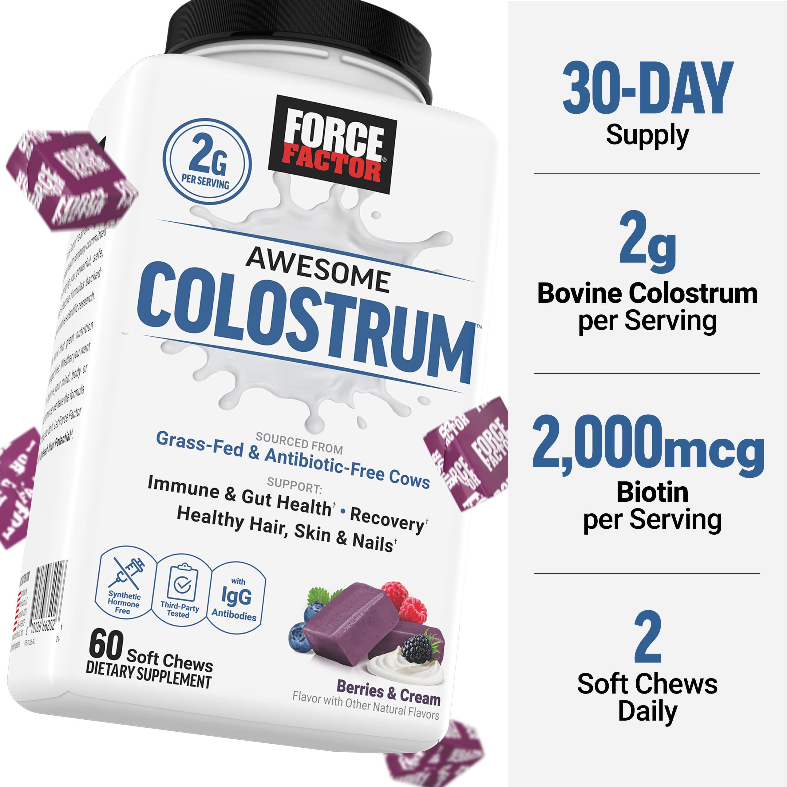 Force Factor Awesome Colostrum Soft Chews ingredients list