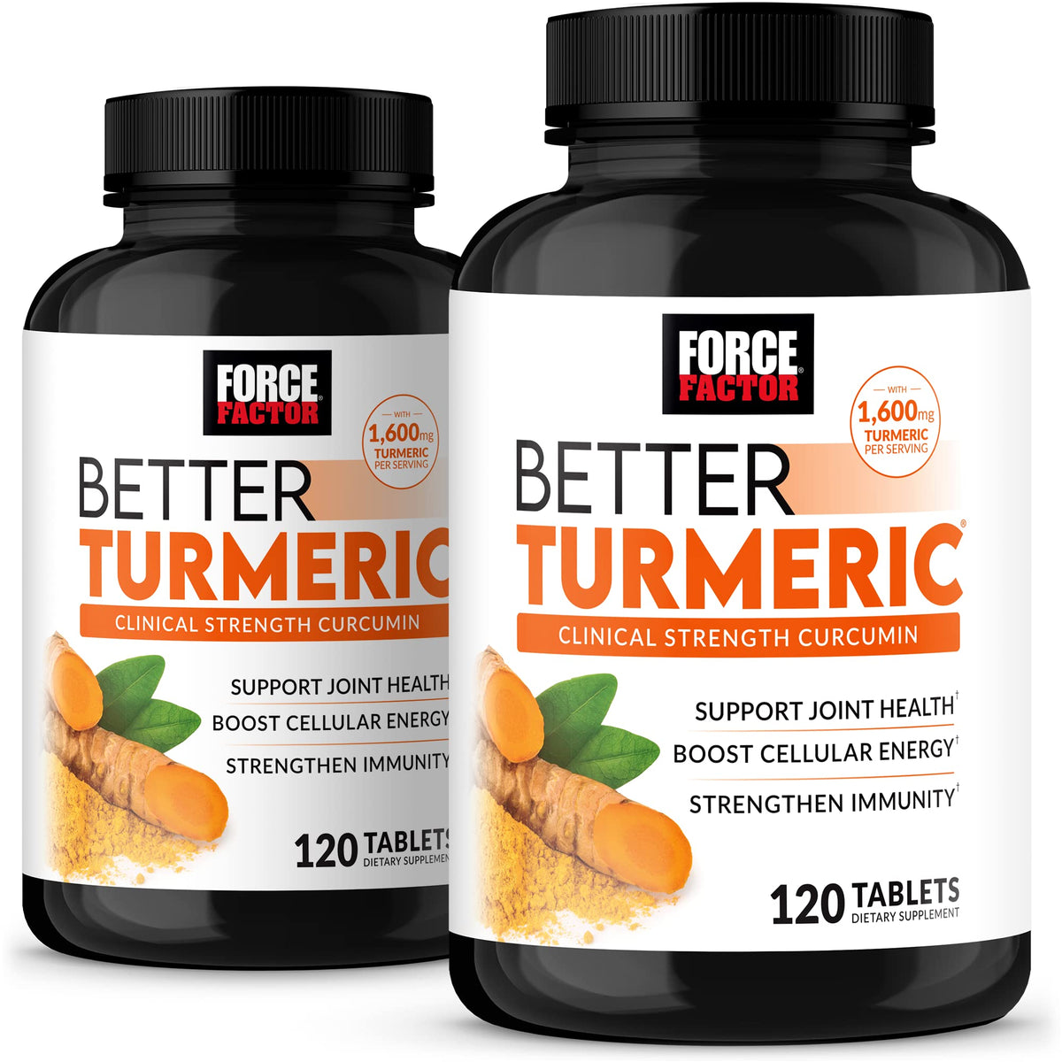 Force Factor Better Turmeric supplement front view with packaging