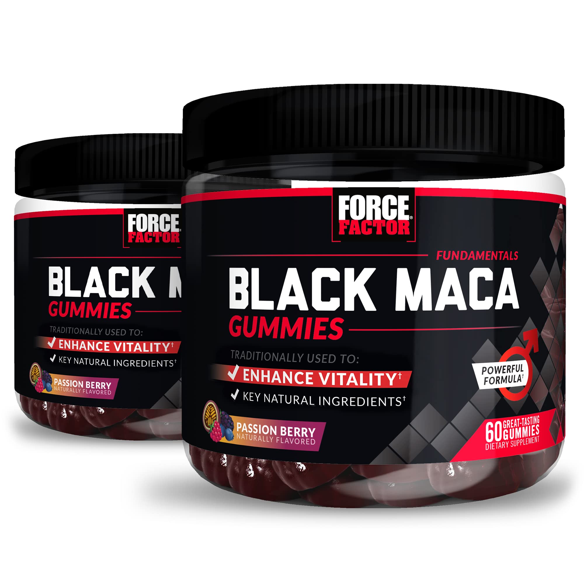 Force Factor Black Maca Gummies front view with packaging