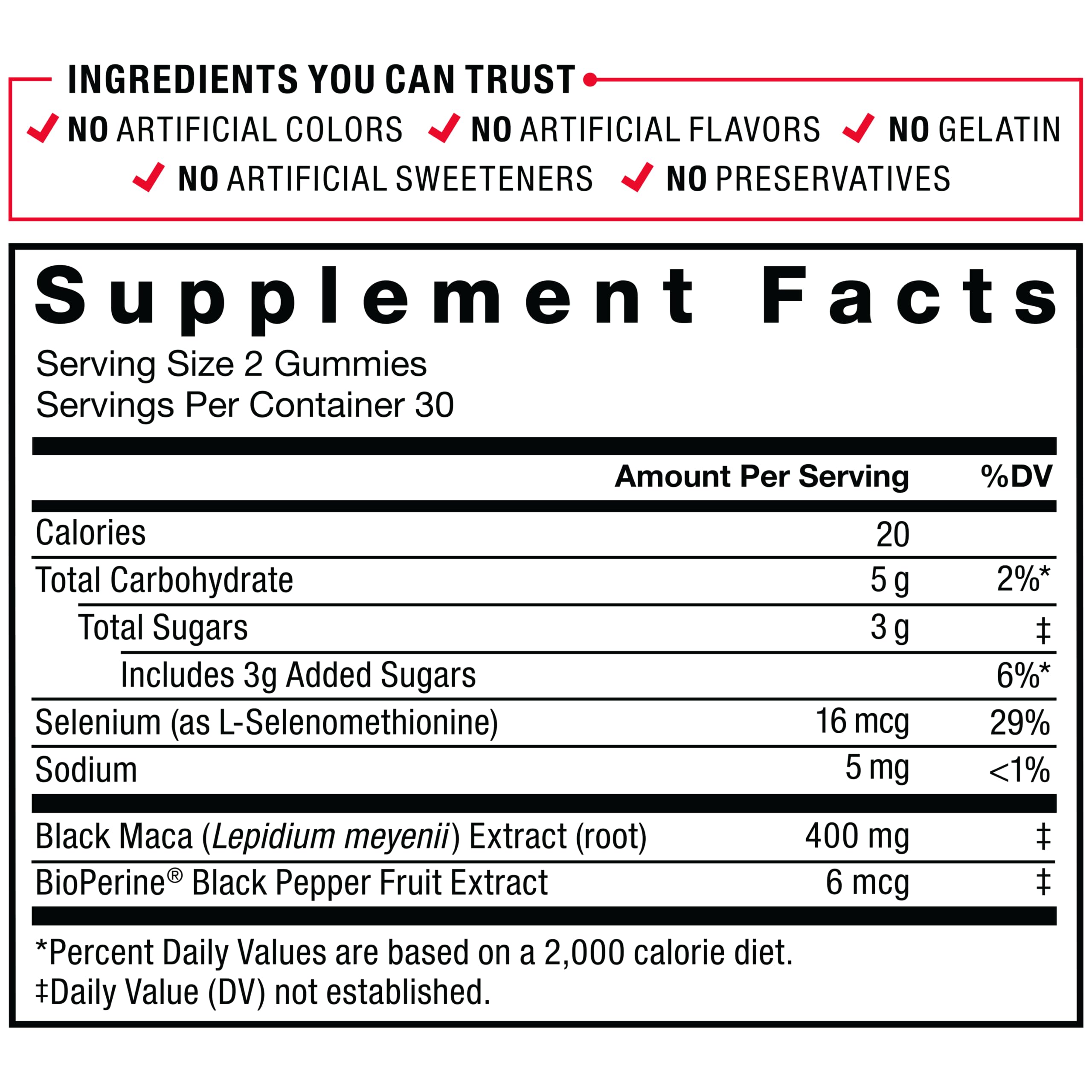 Force Factor Black Maca Gummies with a measuring spoon