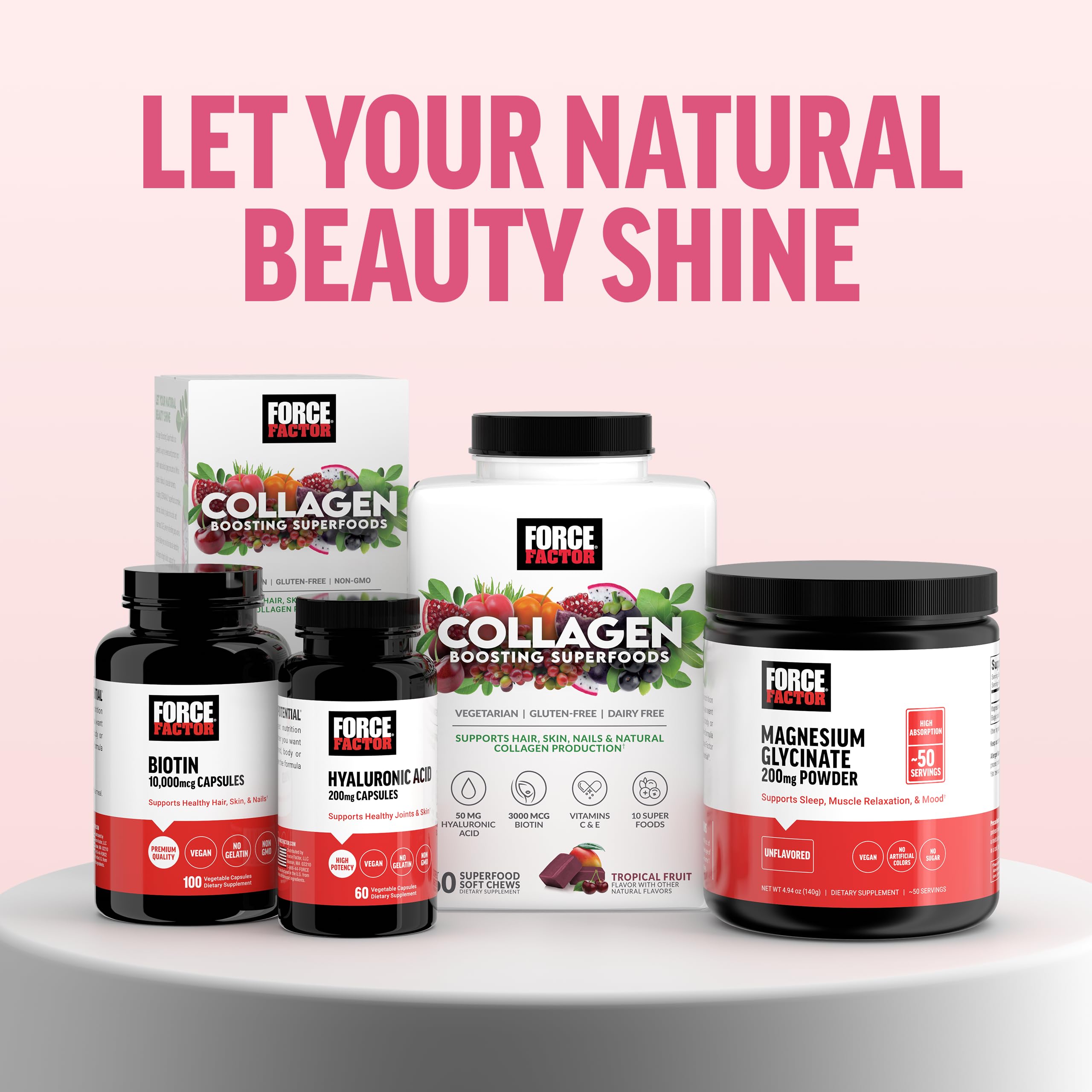 Force Factor Collagen support Superfoods Soft Chews on a kitchen counter