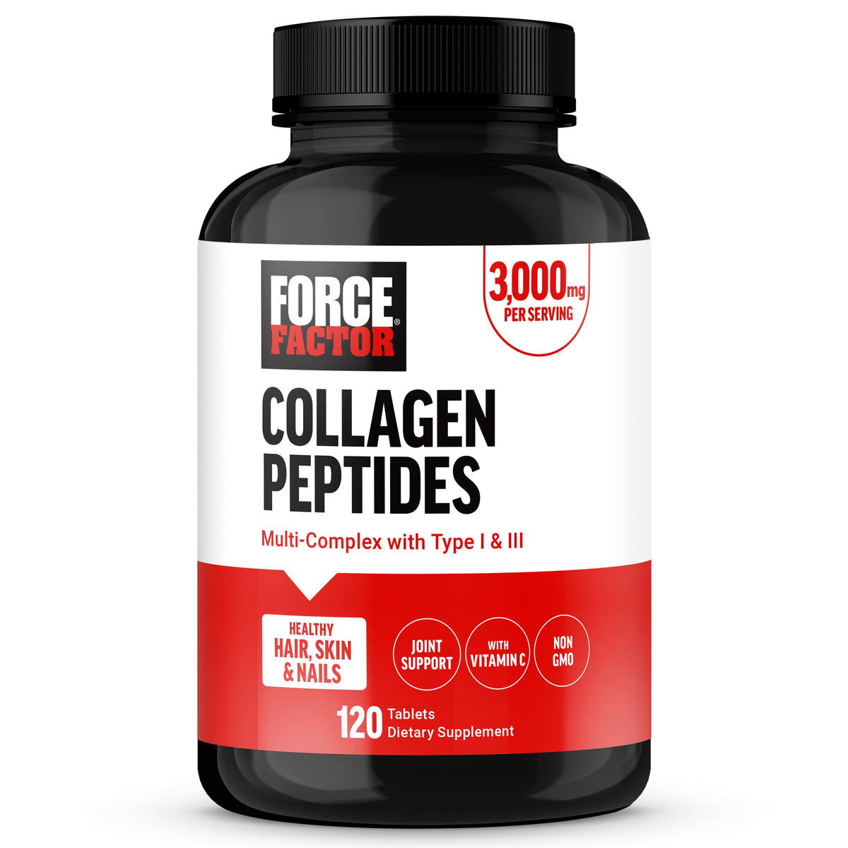Force Factor Collagen Tablets front view with packaging