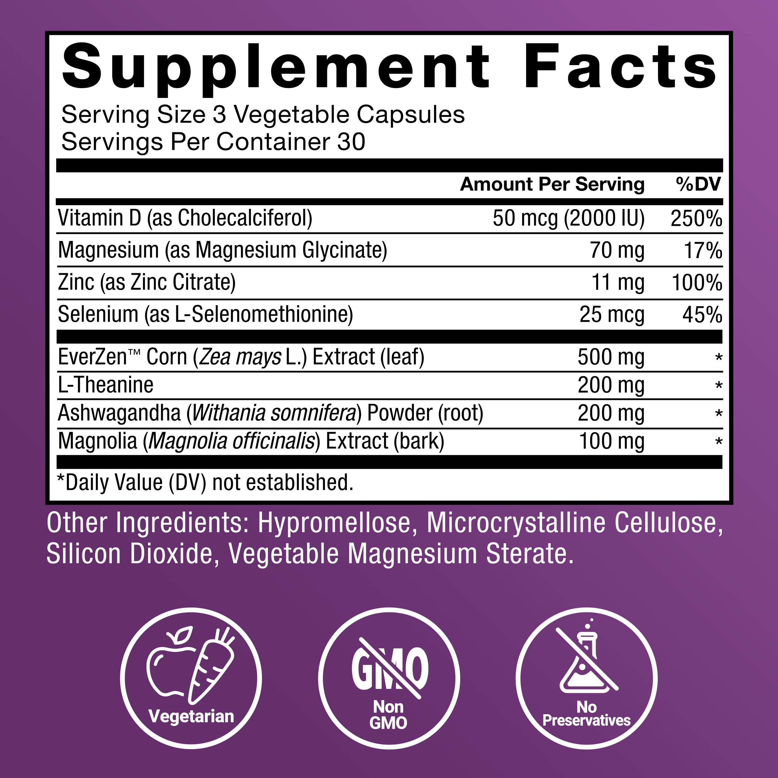 Force Factor Cortisol Reducer for Women ingredients displayed