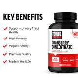 Force Factor Cranberry Concentrate Capsules 500mg back view