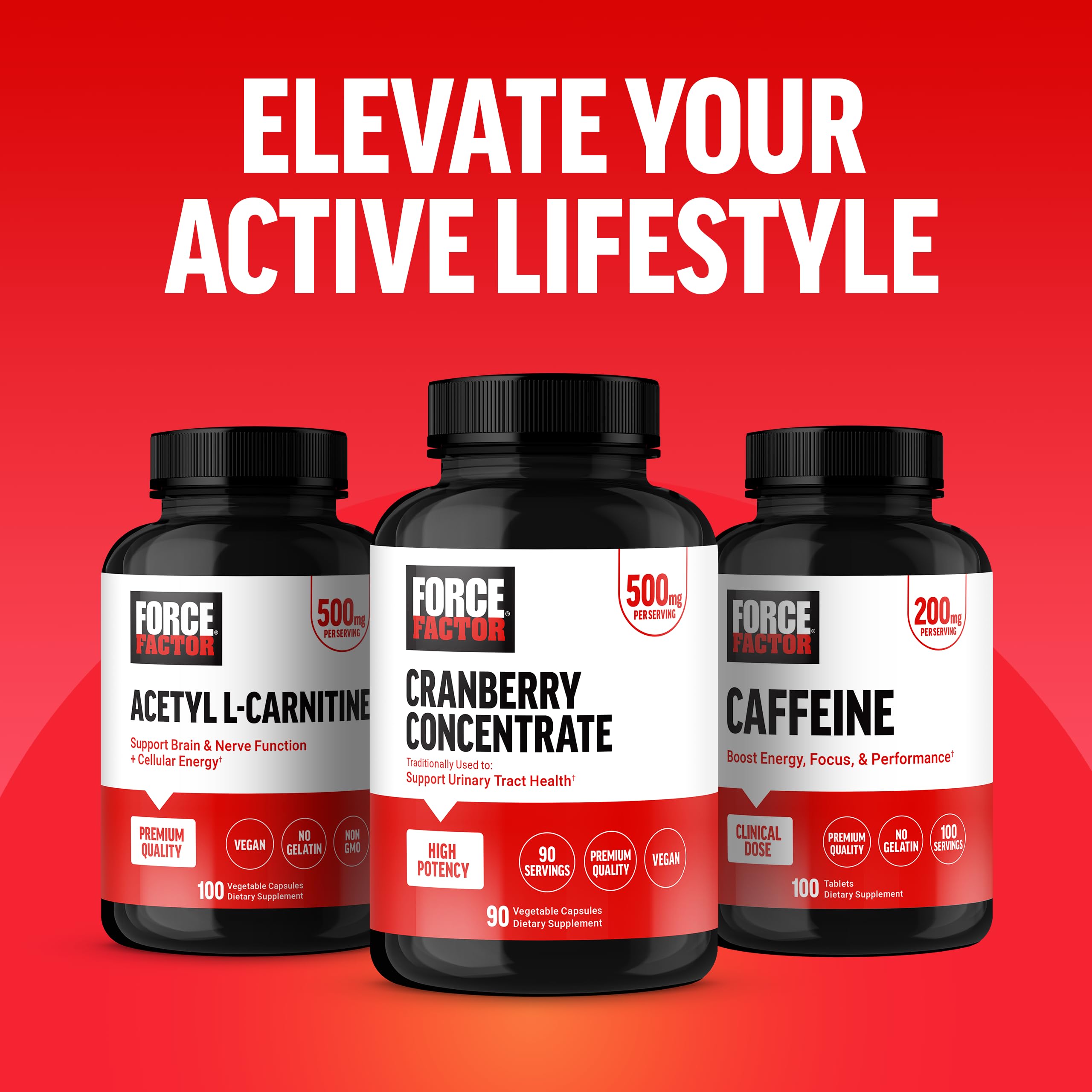 Force Factor Cranberry Concentrate Capsules alongside fresh cranberries