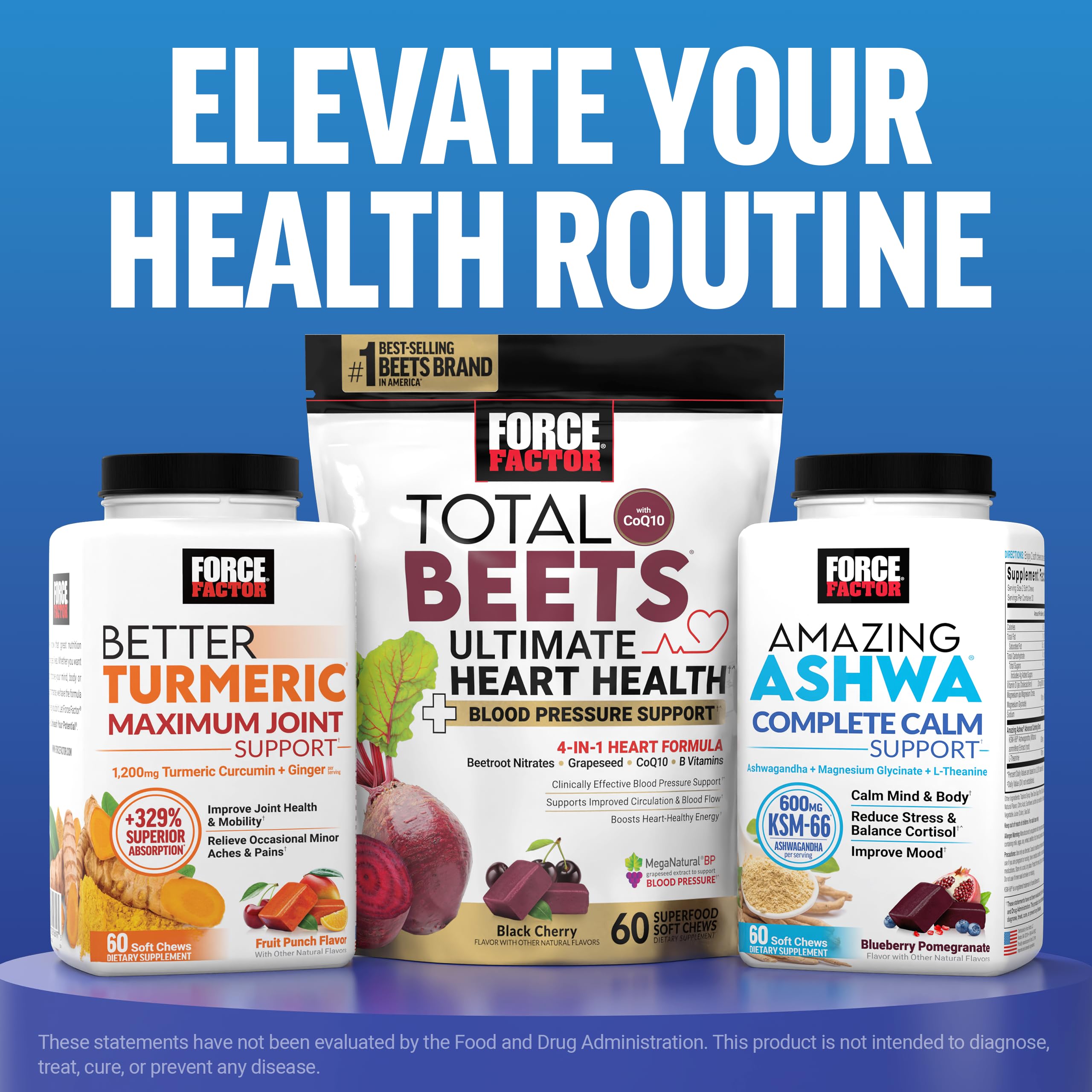 Force Factor Daily Relief Joint Soft Chews displayed on a wooden table