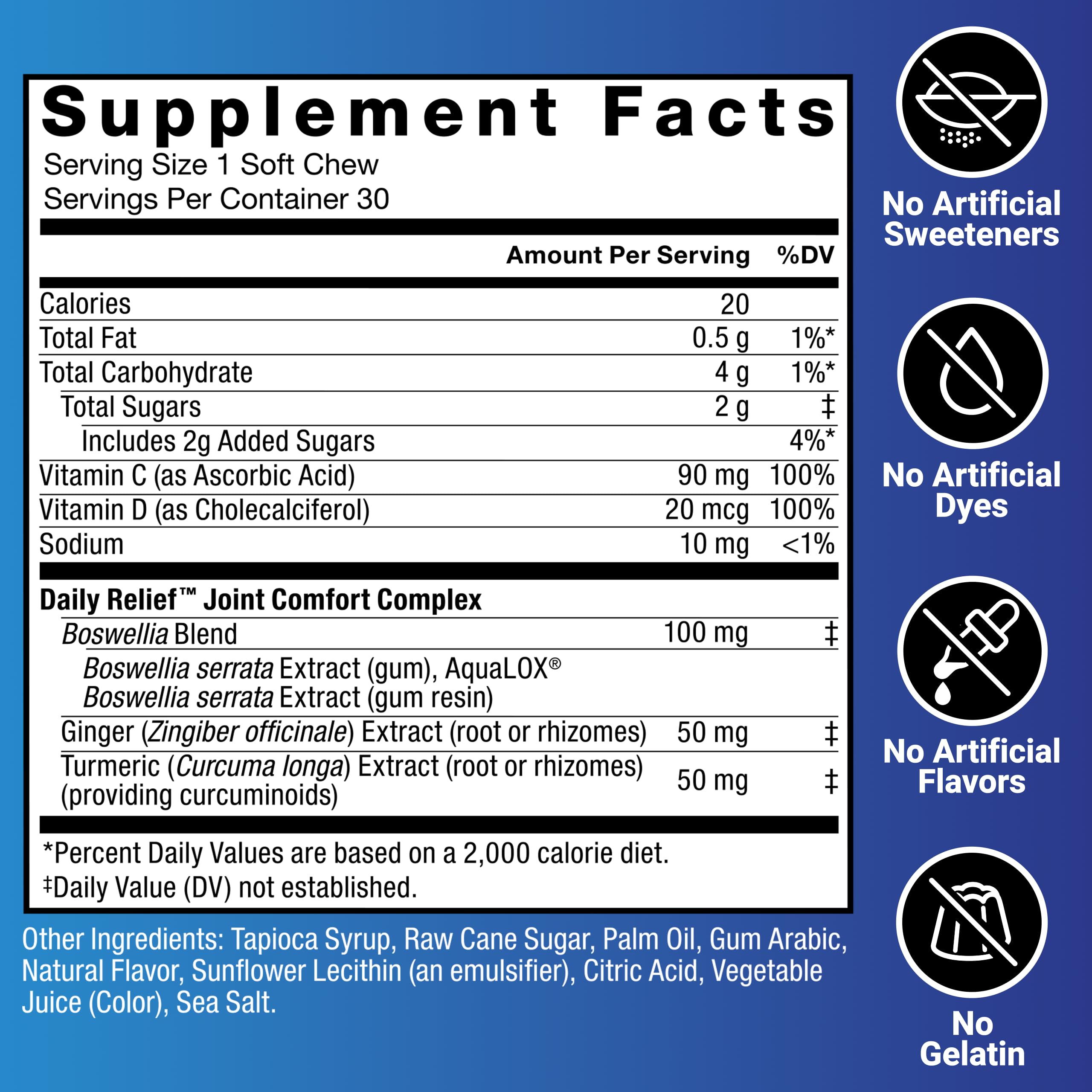 Force Factor Daily Relief Joint Soft Chews Tropical Berry flavour with fruits