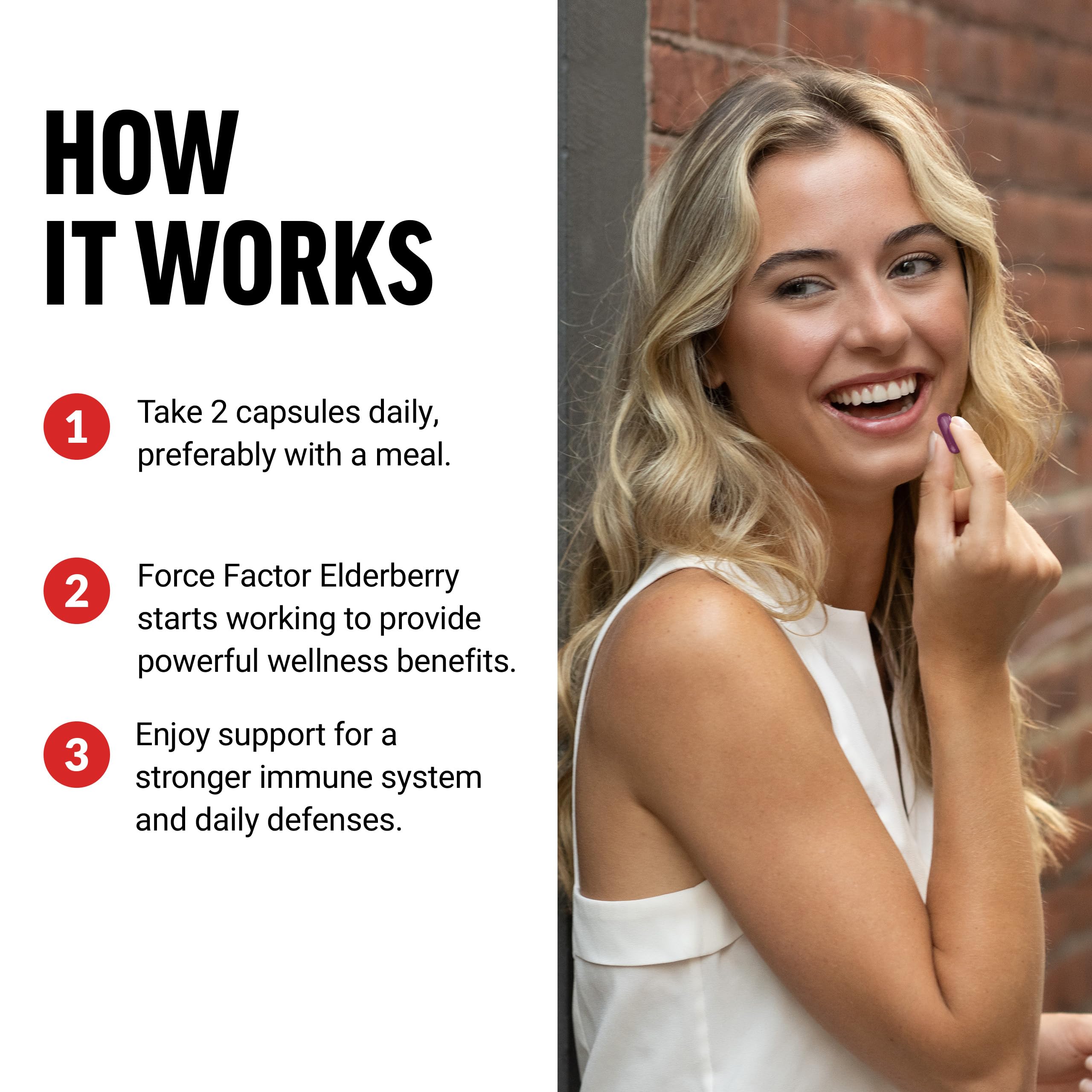 Force Factor Elderberry Capsules back view with ingredient list