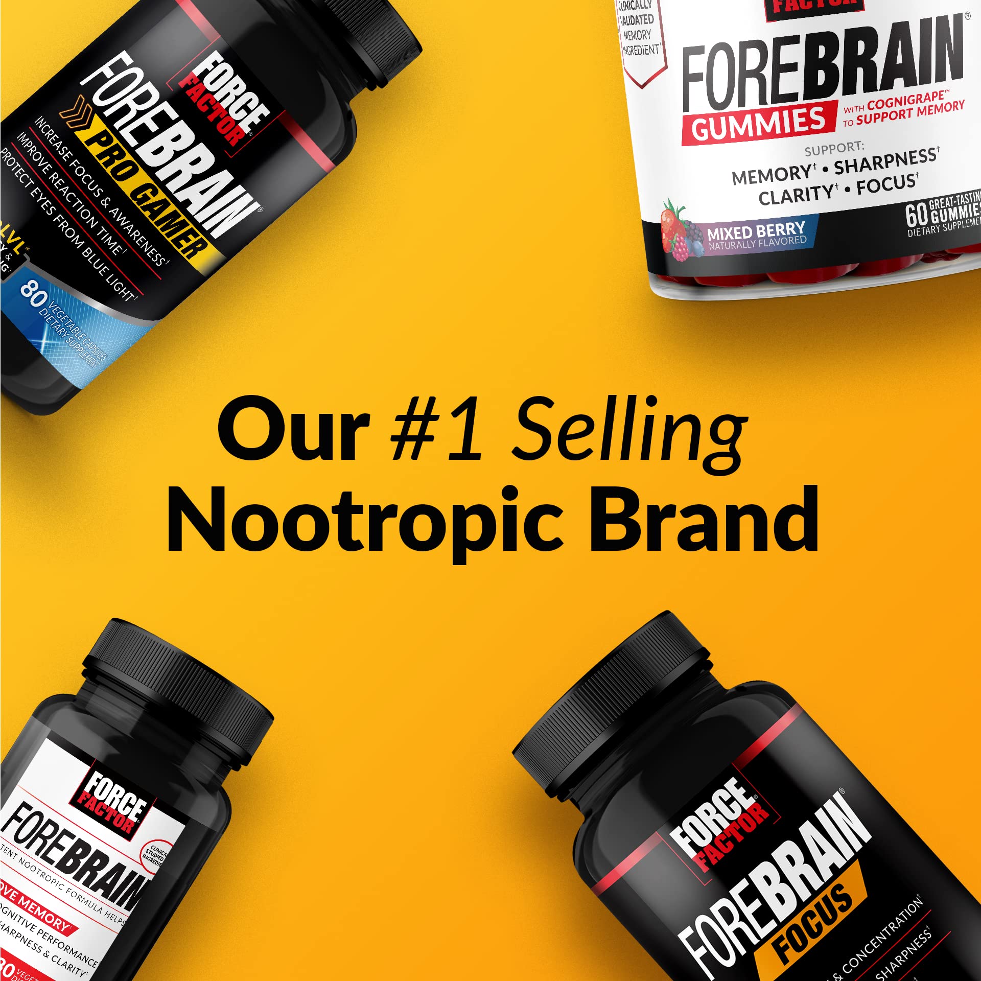 Force Factor Forebrain Focus Brain Supplement capsule close-up