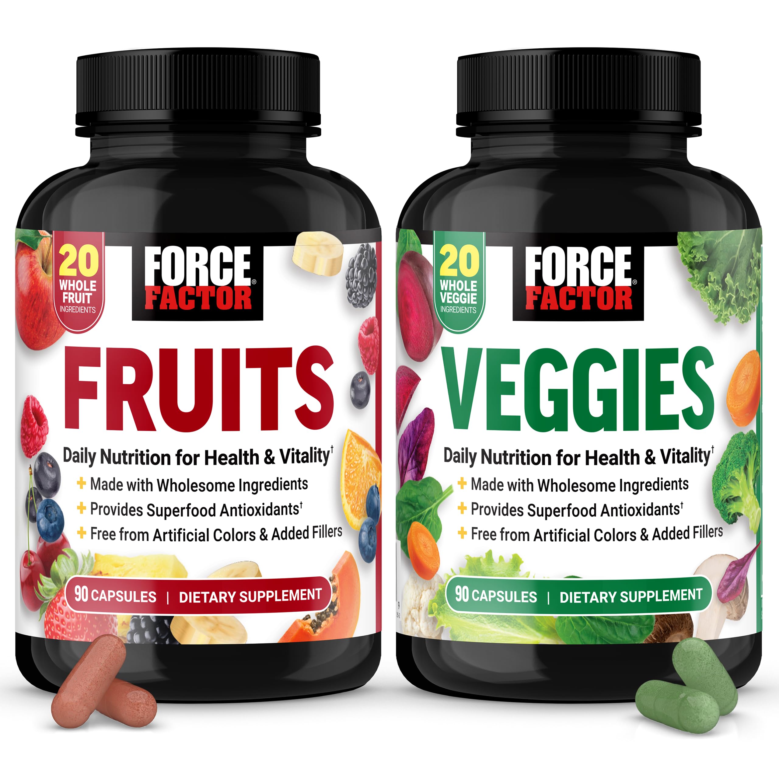 Force Factor Fruits & Veggies 2-Pack front view showing packaging