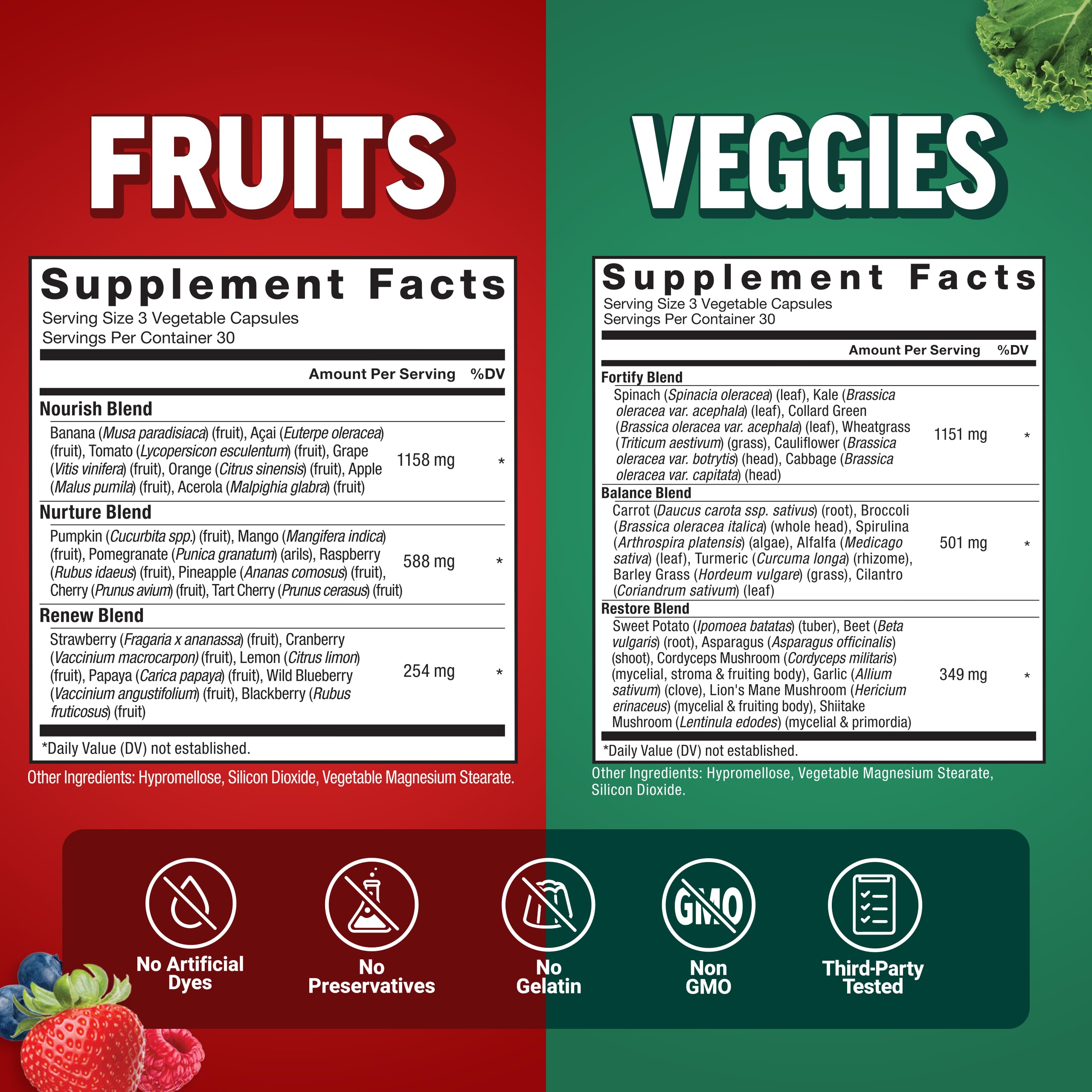 Force Factor Fruits & Veggies 2-Pack with a measuring spoon