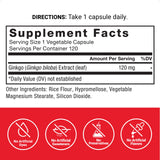 Force Factor Ginkgo Biloba 120mg capsules with ingredients