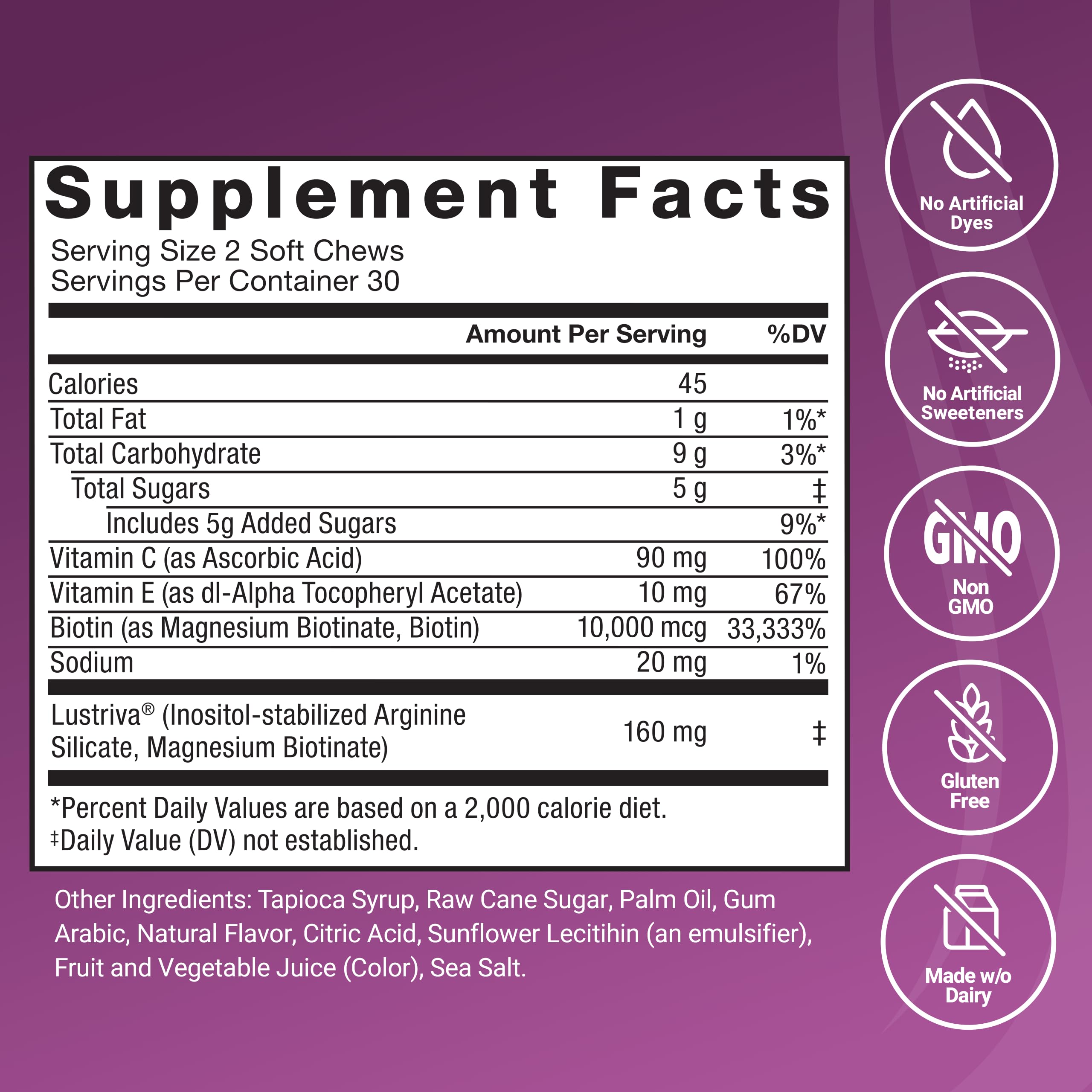 Force Factor Hair Growth Accelerator Soft Chews with fresh fruit
