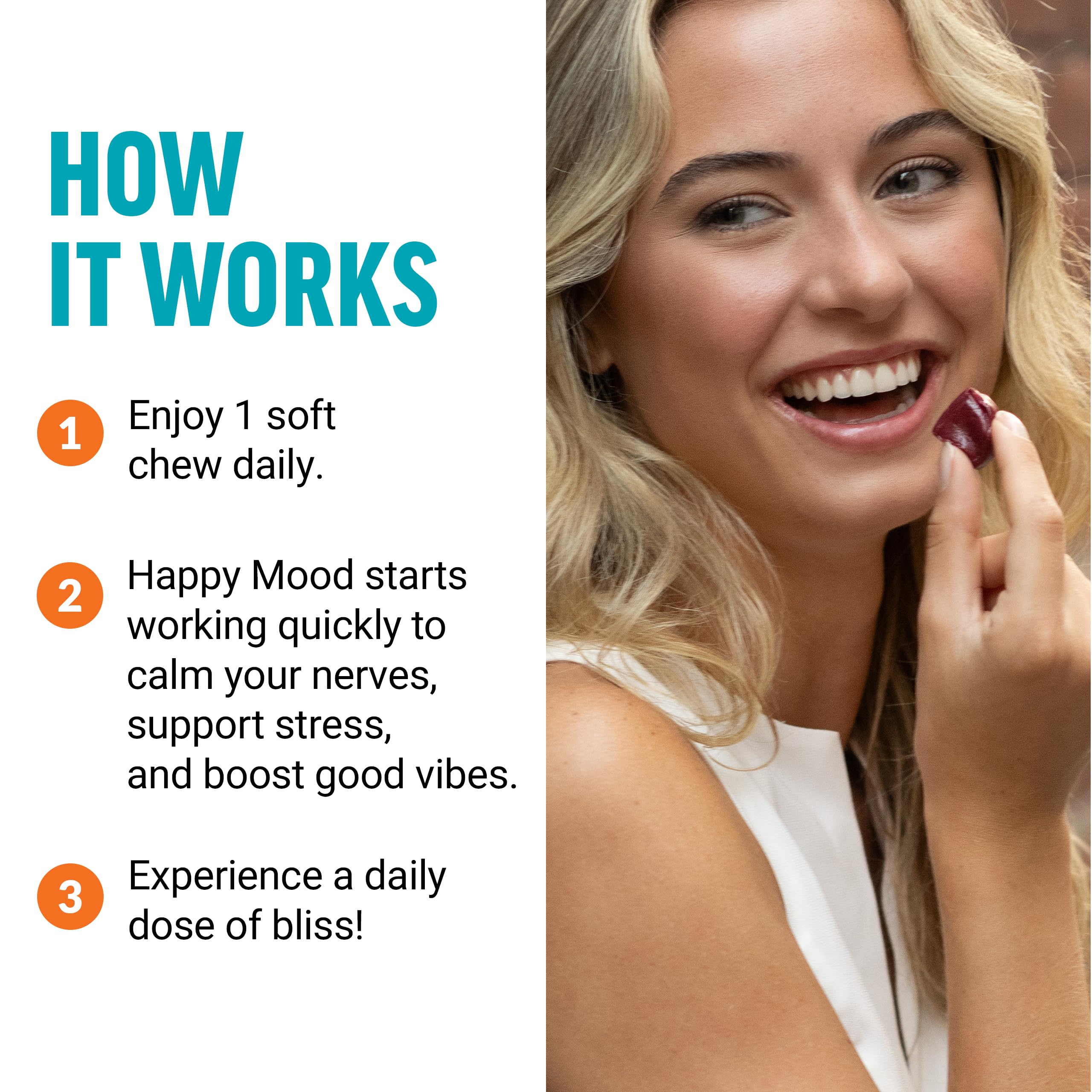 Force Factor Happy Mood Soft Chews in a bowl