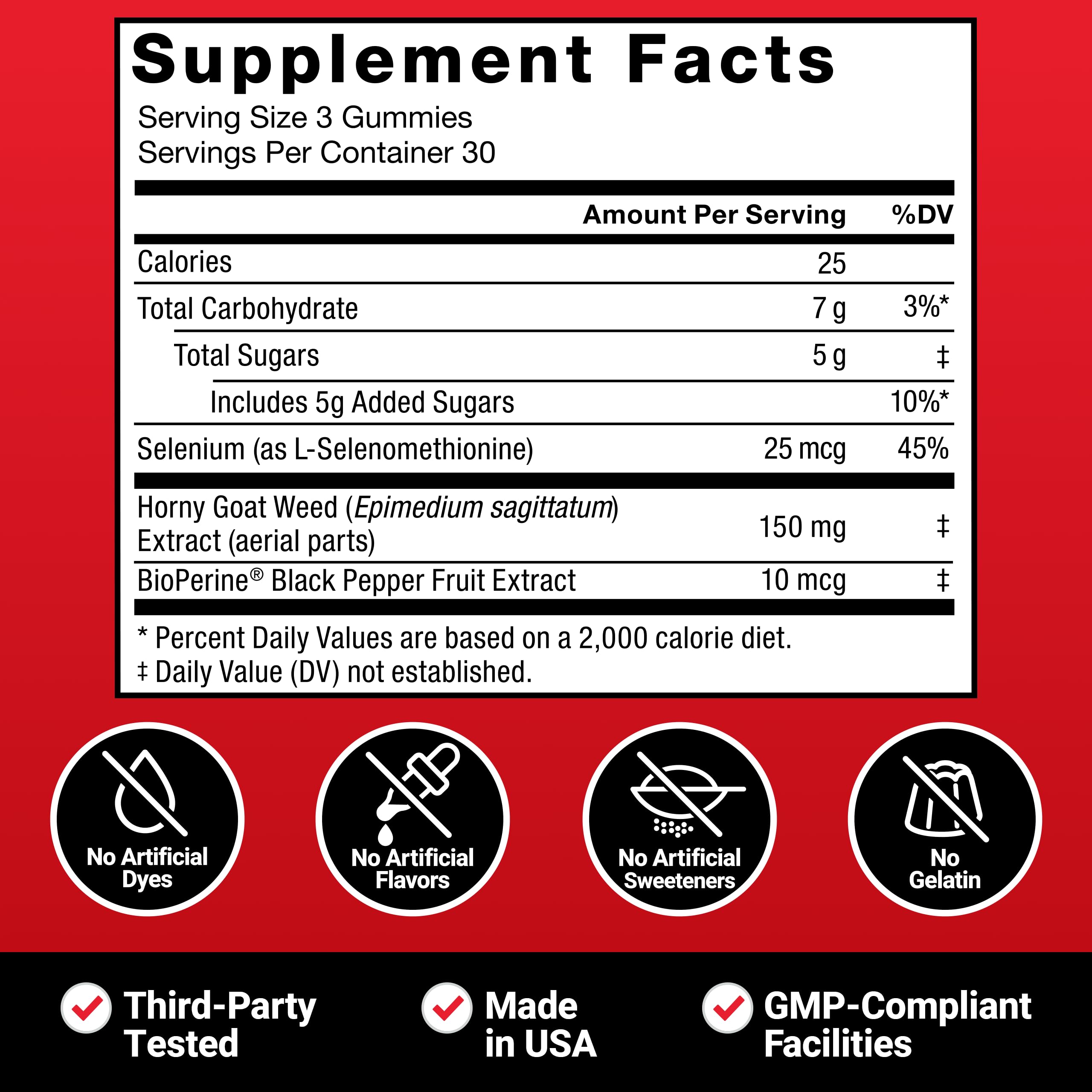 Force Factor Horny Goat Weed Gummies with a measuring spoon
