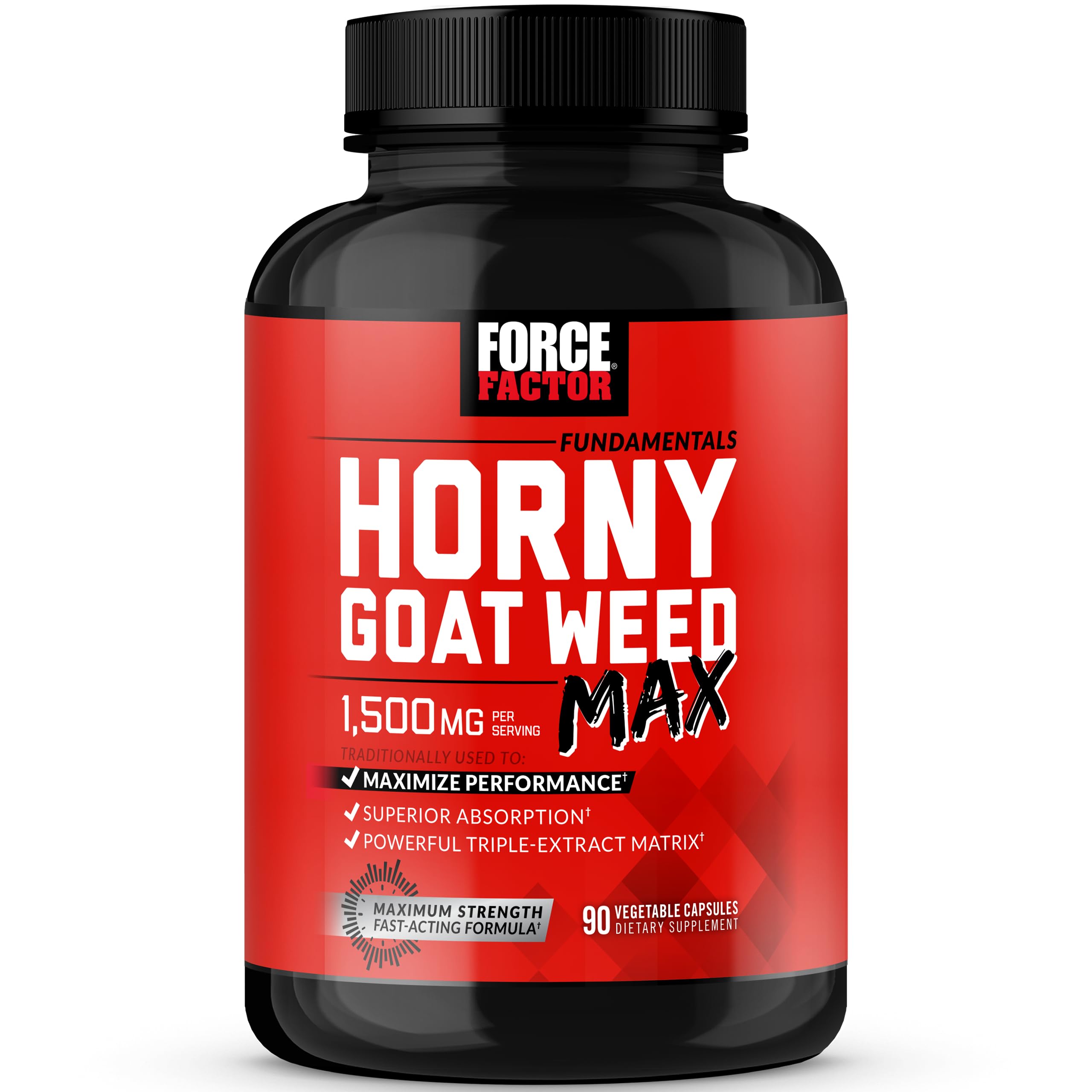 Force Factor Horny Goat Weed Max 1500mg capsules front view