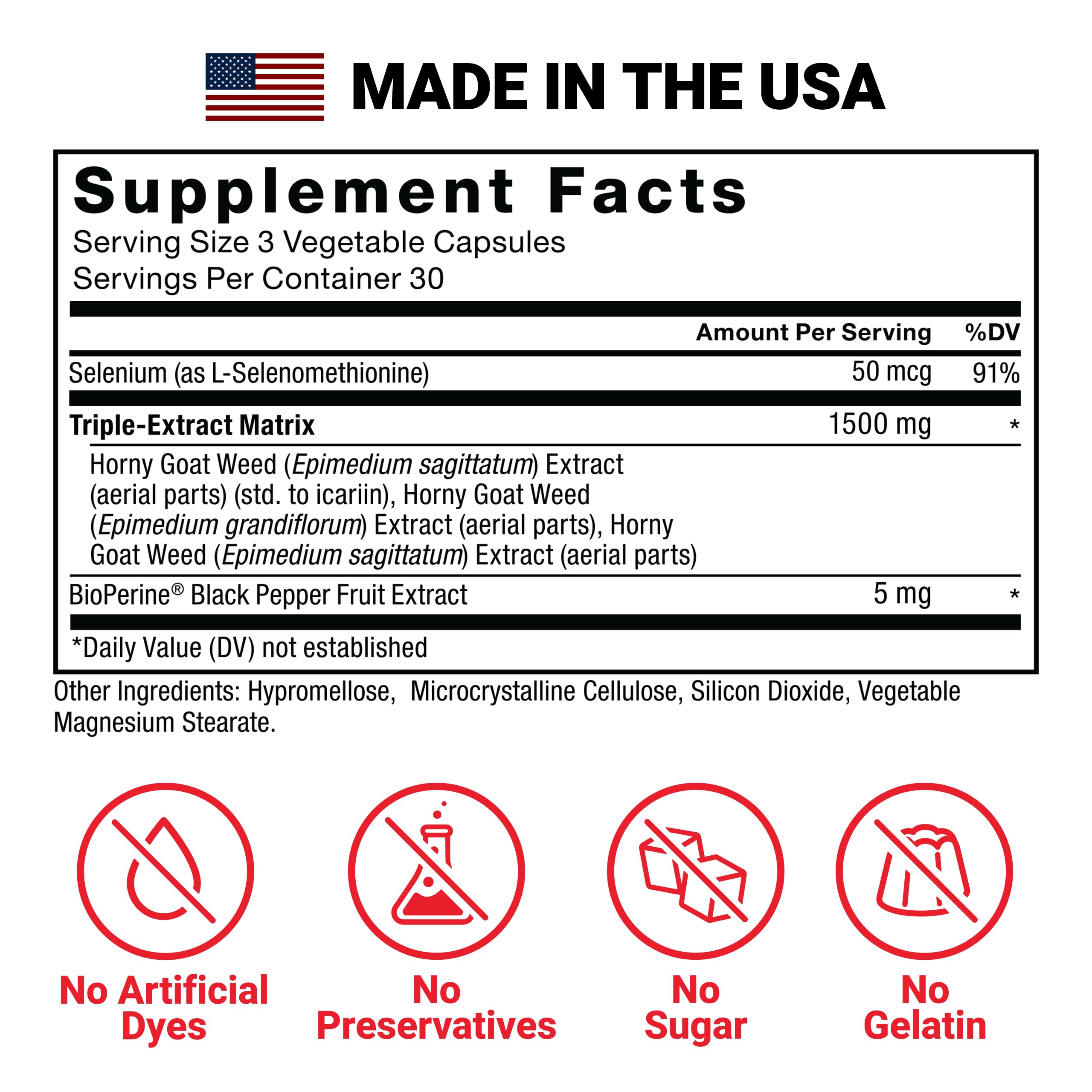 Force Factor Horny Goat Weed Max ingredients list