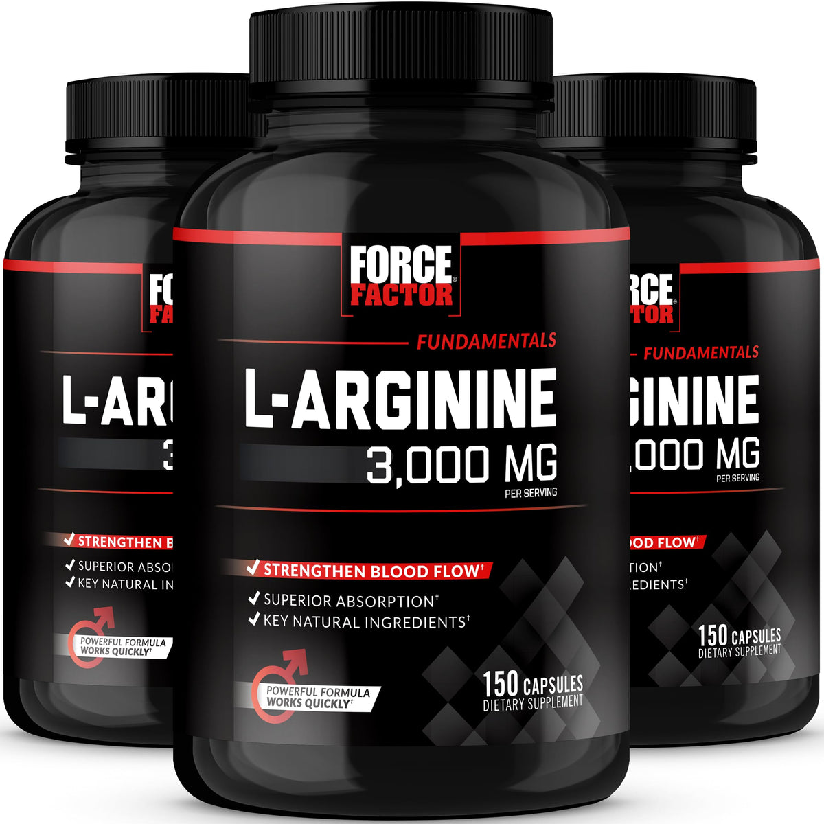 Force Factor L-Arginine 3000mg supplement front view