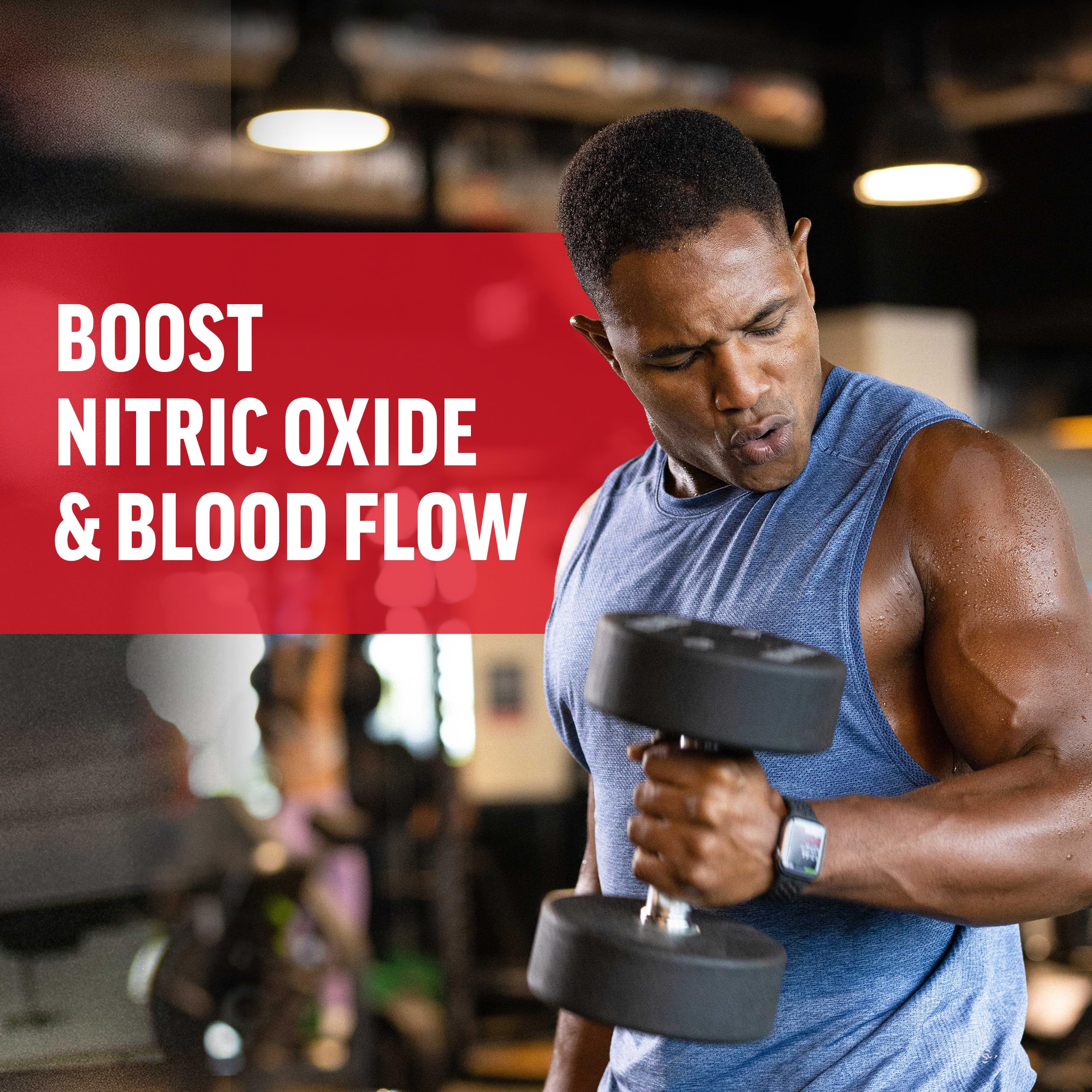 Force Factor L-Arginine Powder on a gym bench