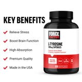 Force Factor L-Tyrosine 500mg Capsules side view