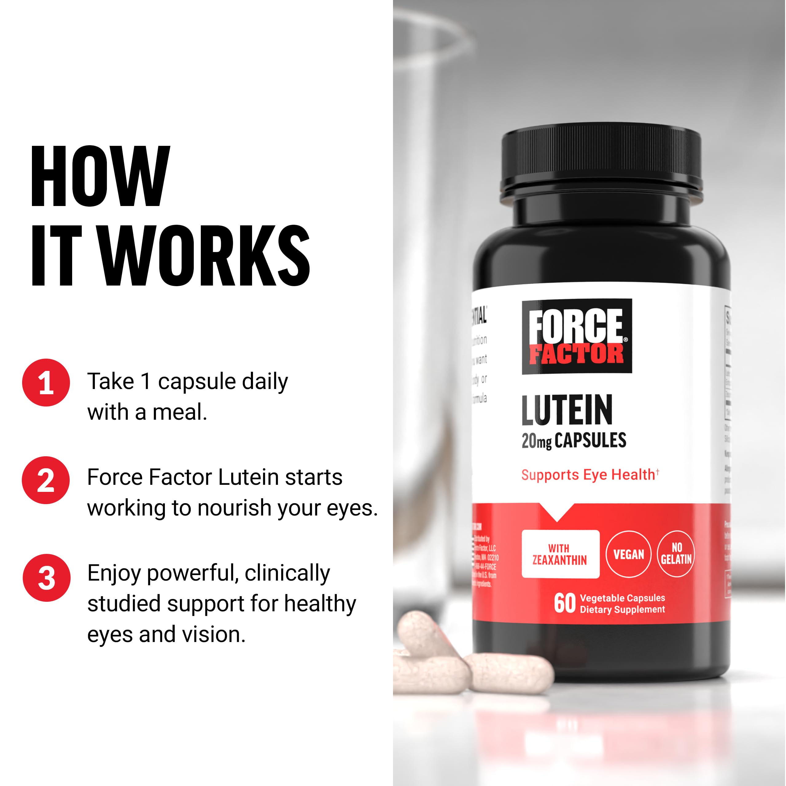 Force Factor Lutein 20mg supplement packaging